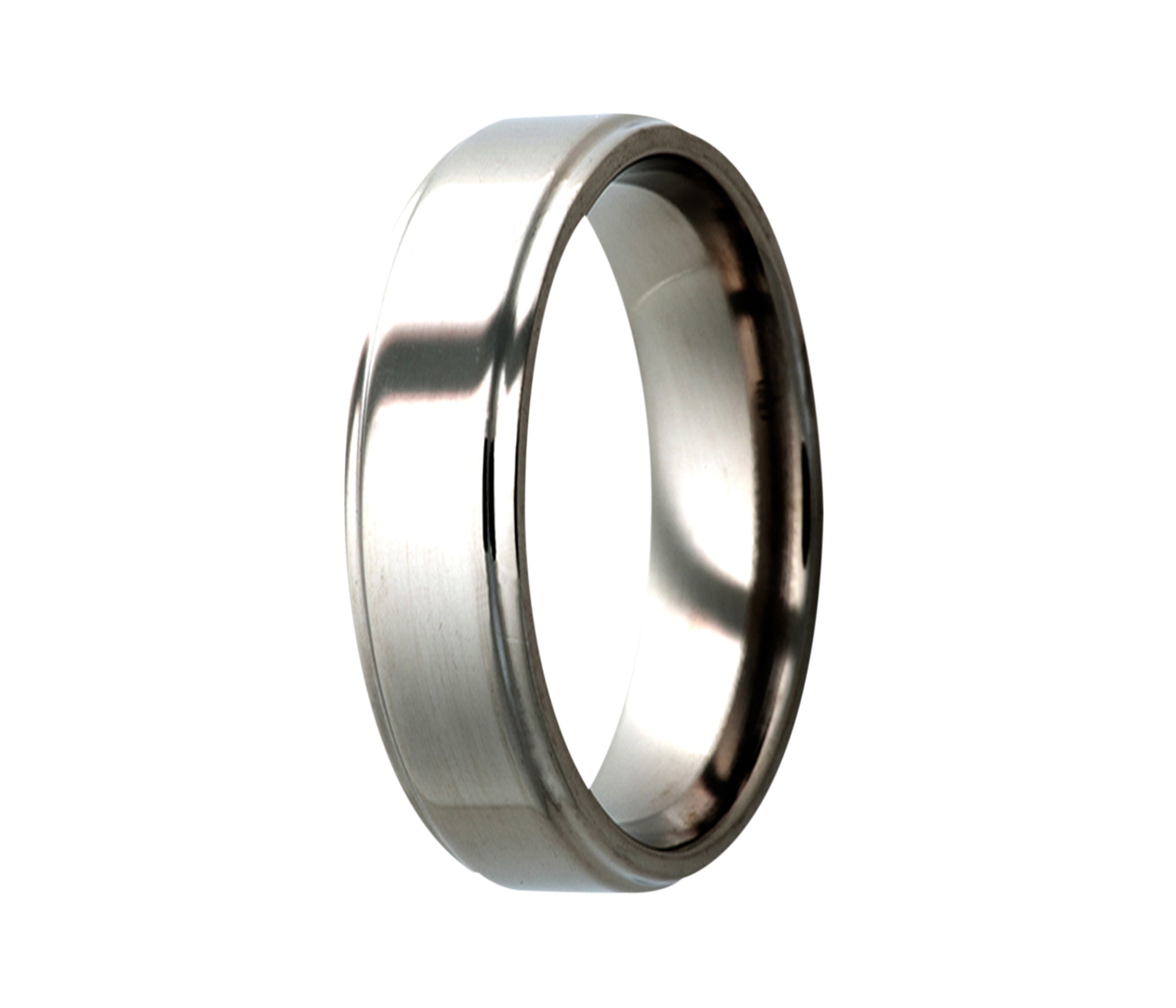 Titanium Classic Step Edge Polished Ring