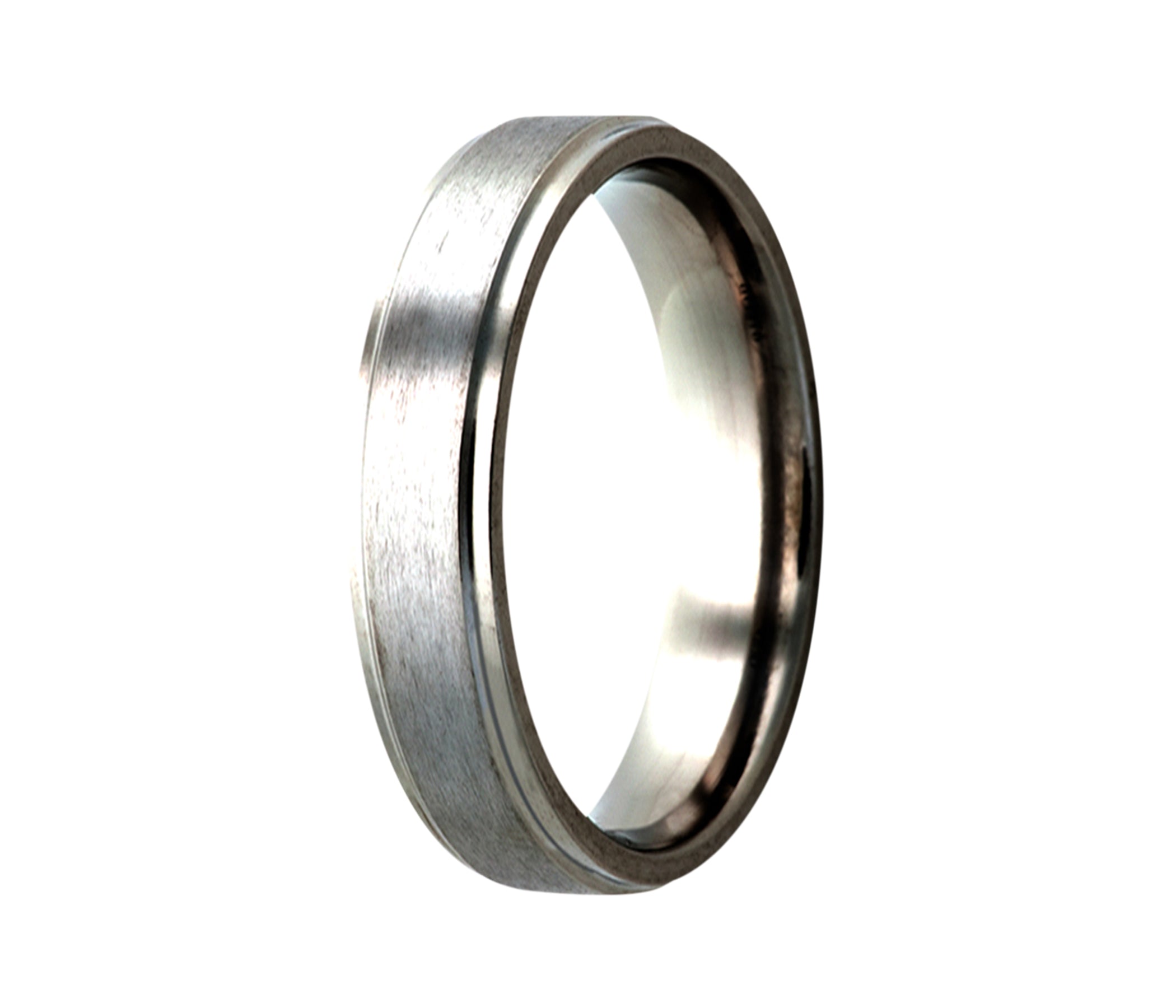 Titanium Classic Step Edge Satin Ring