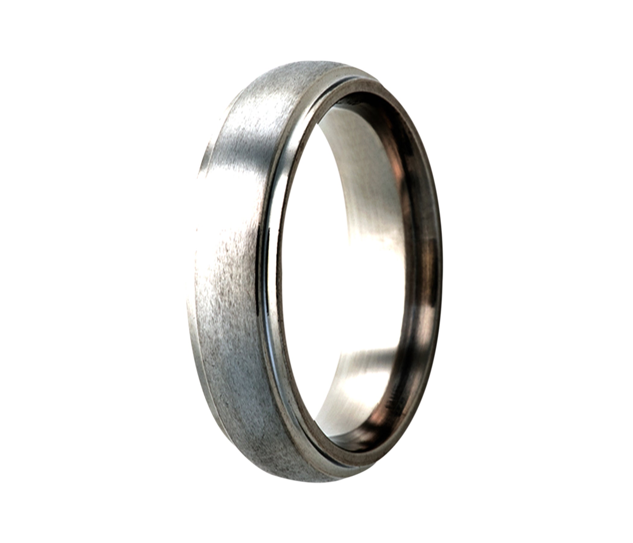 Titanium Classic Step Edge Satin Domed Ring