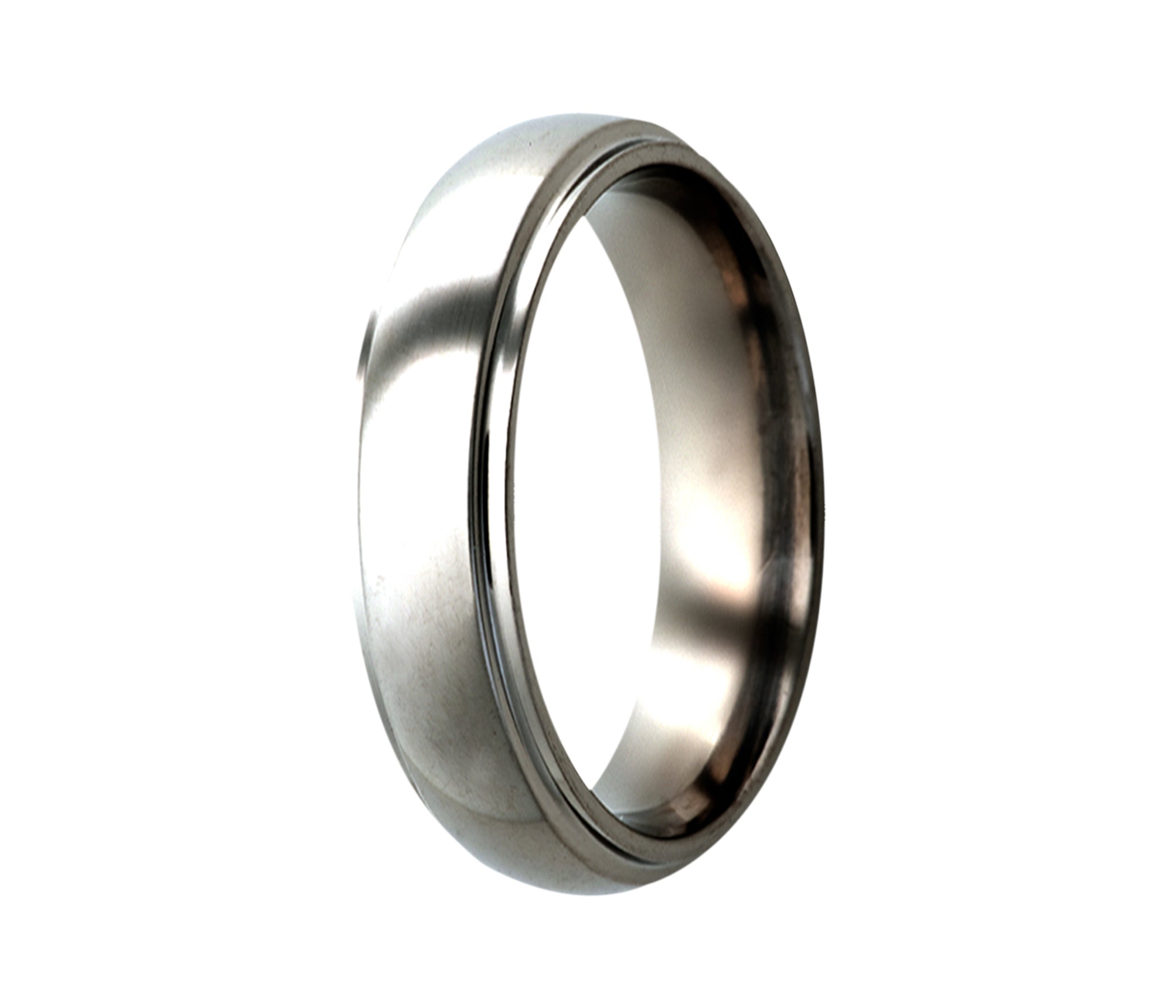 Titanium Classic Step Edge Polished Domed Ring