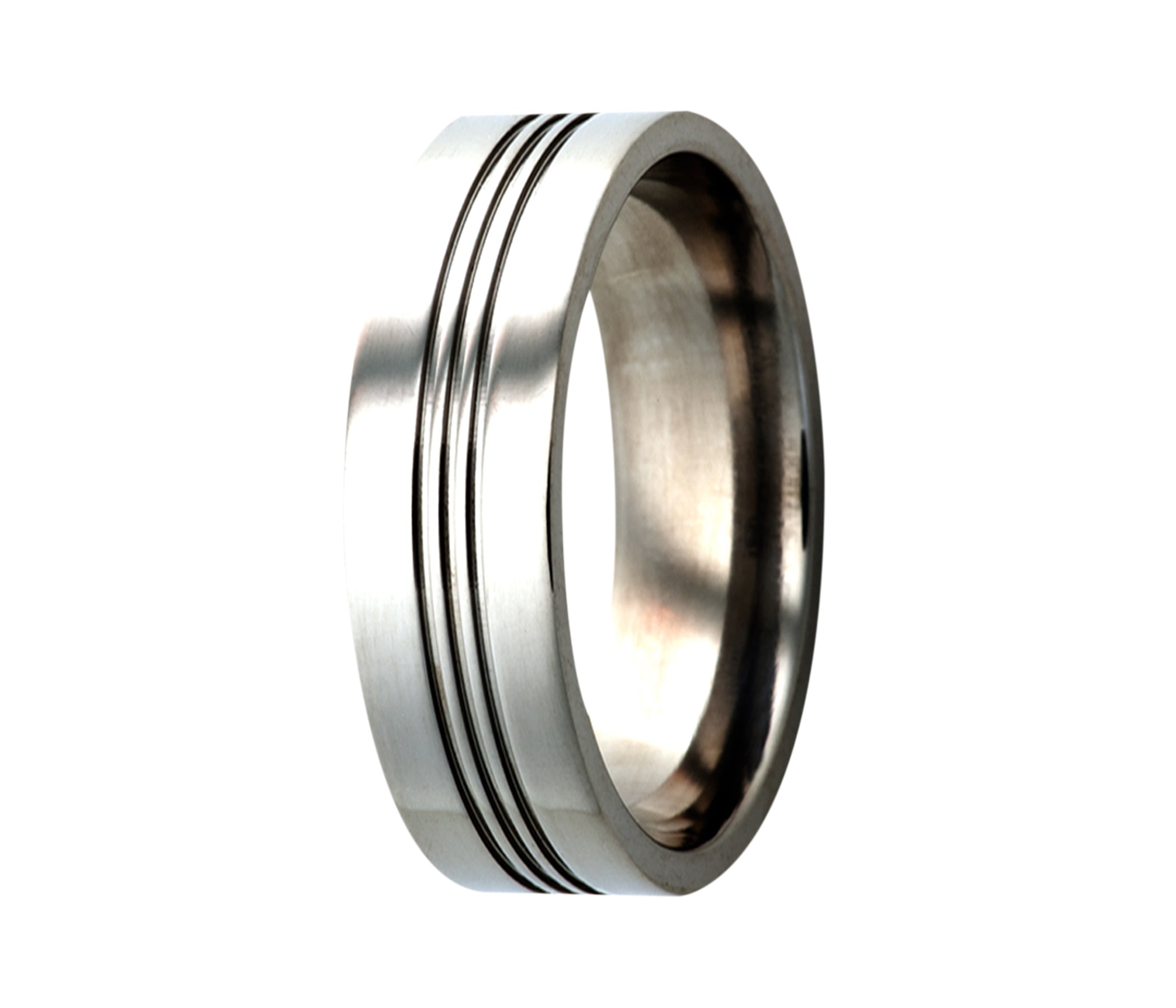 Titanium Triple Grooved Polished Ring