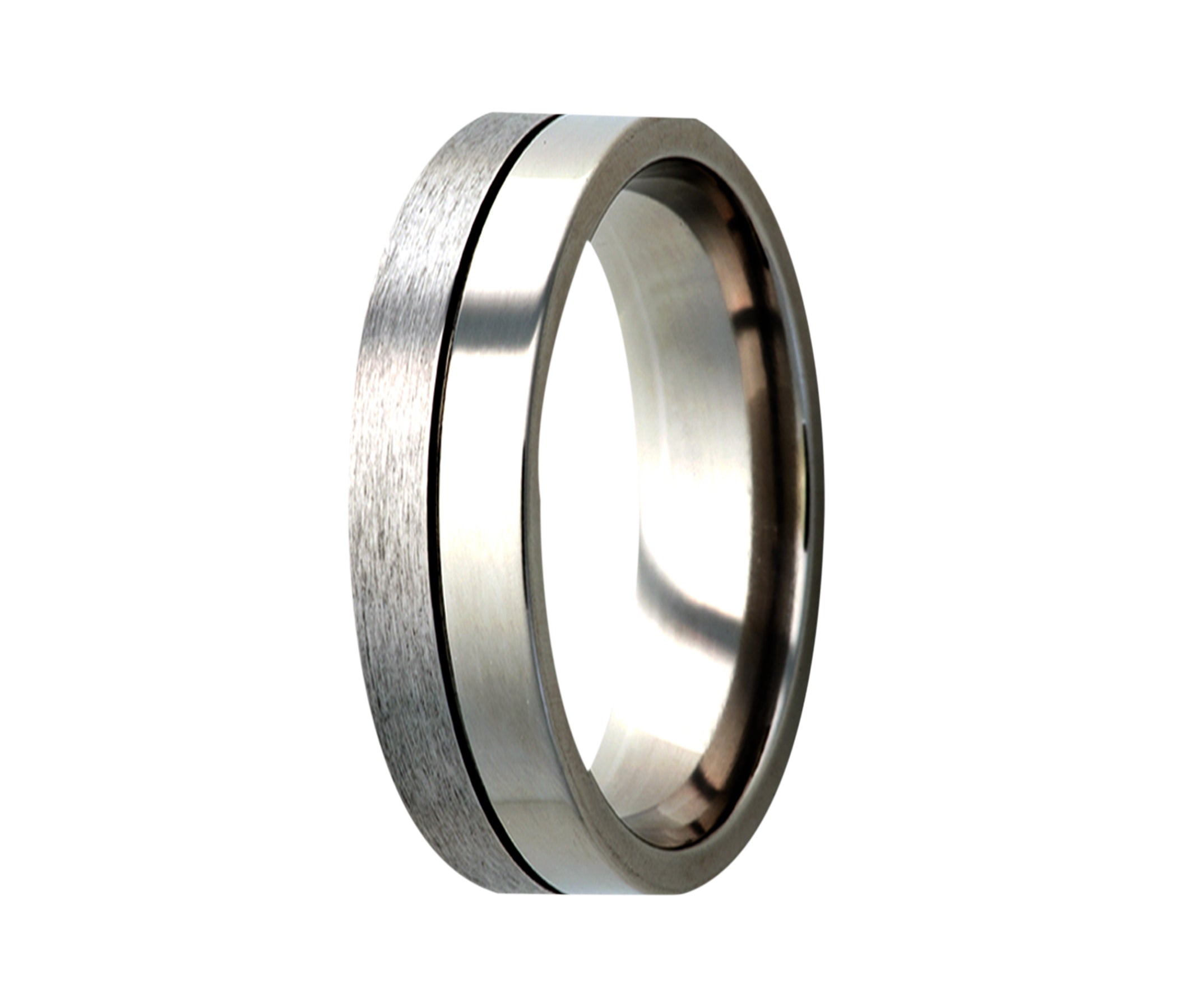 Titanium Split Groove Satin Ring