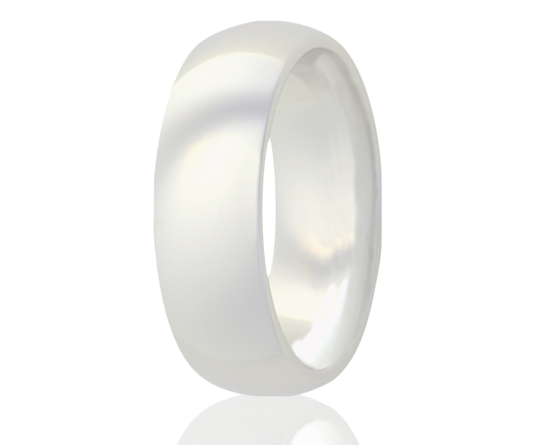 White Ceramic Classic Domed Satin Ring
