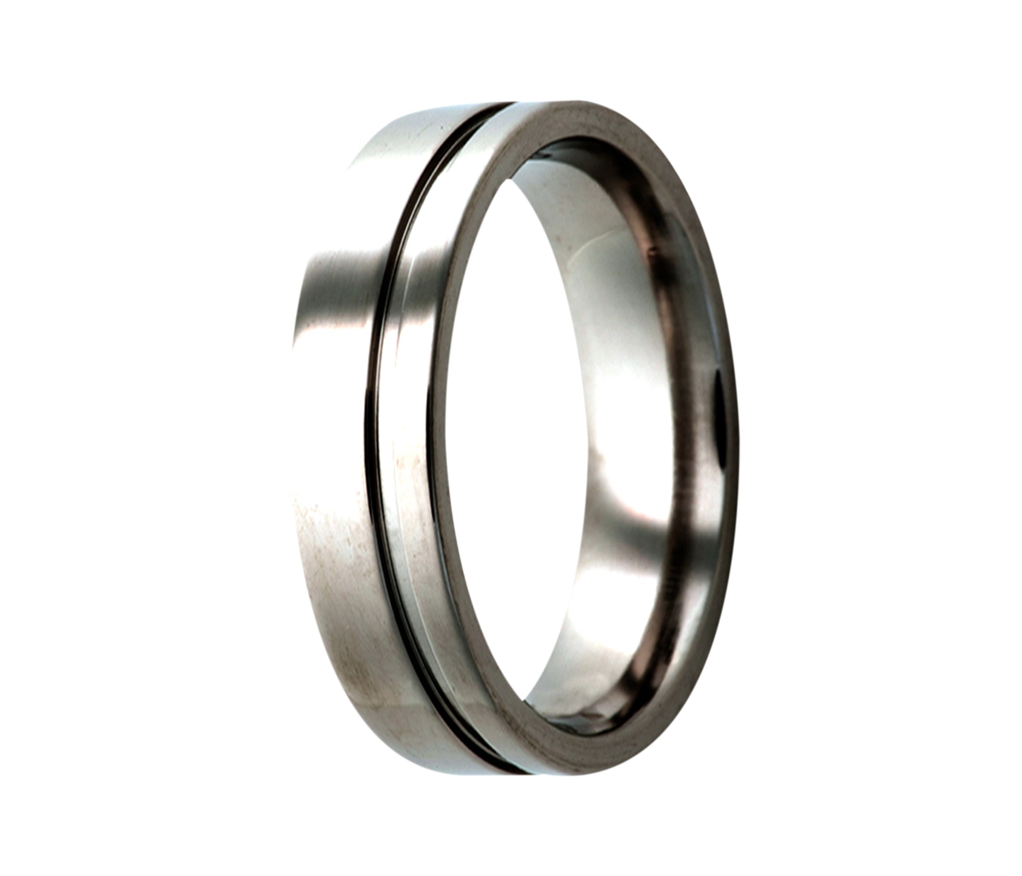 Titanium Offset Grooved Polished Ring