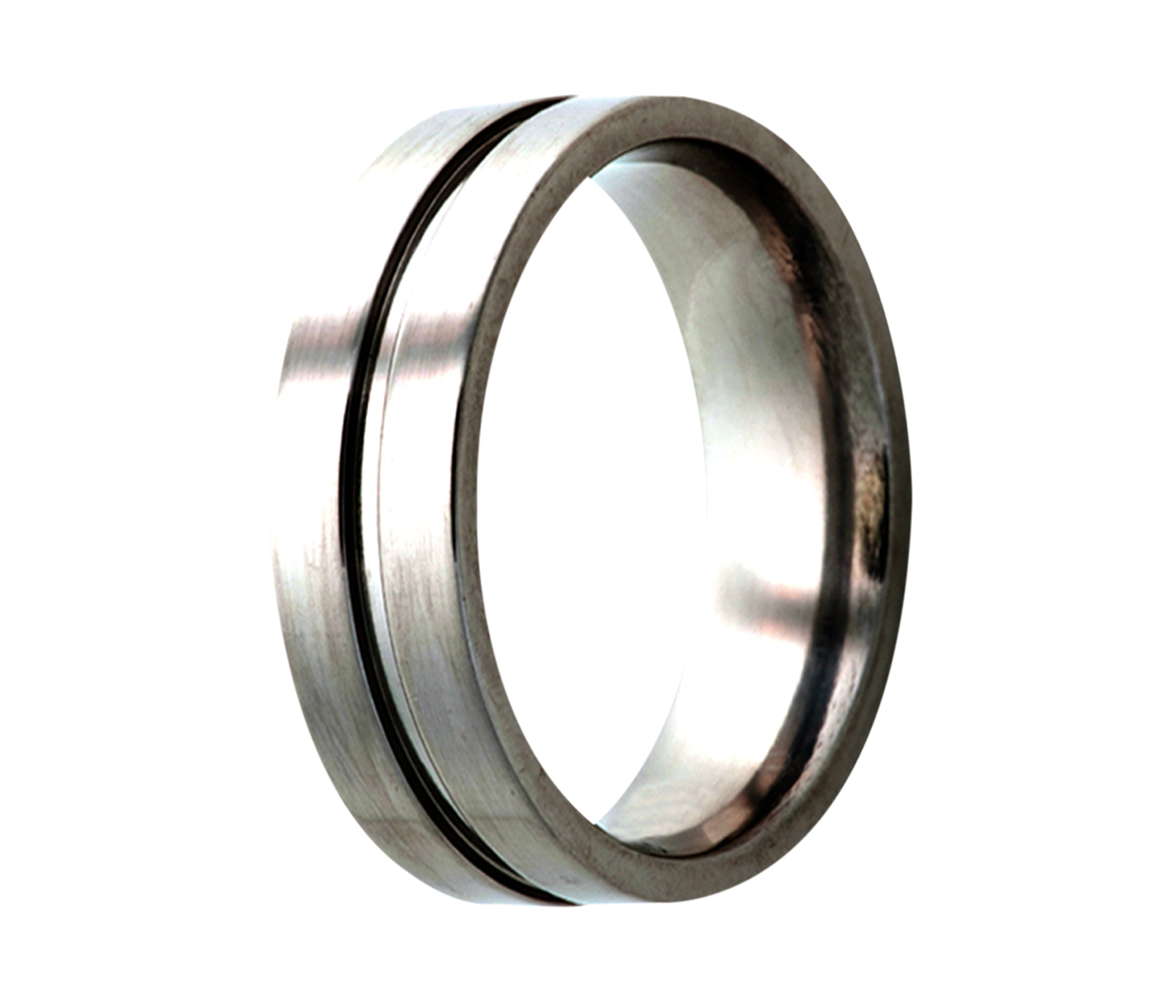 Titanium Split Groove Polished Ring