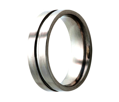 Titanium Split Groove Polished Ring