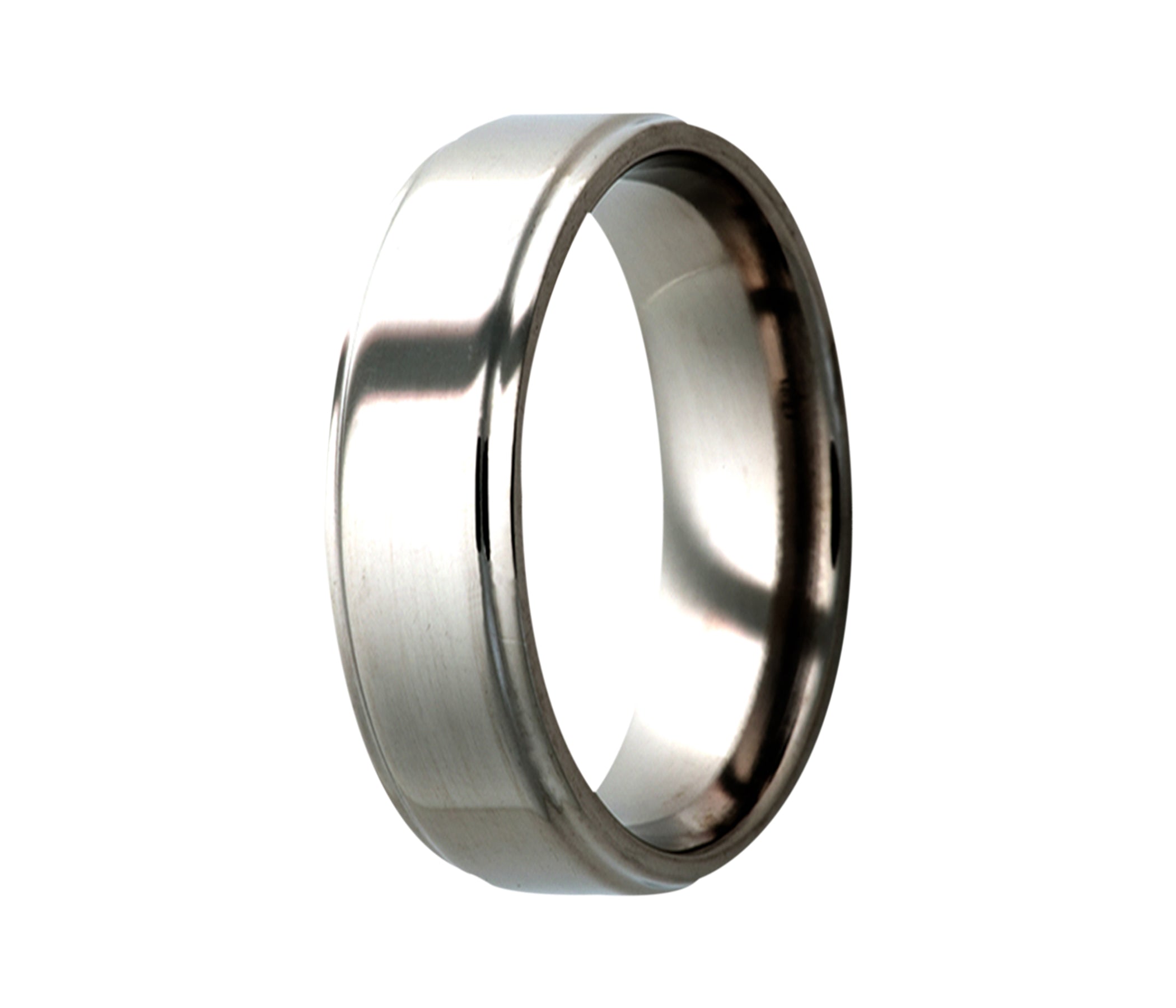 Titanium Classic Step Edge Polished Ring