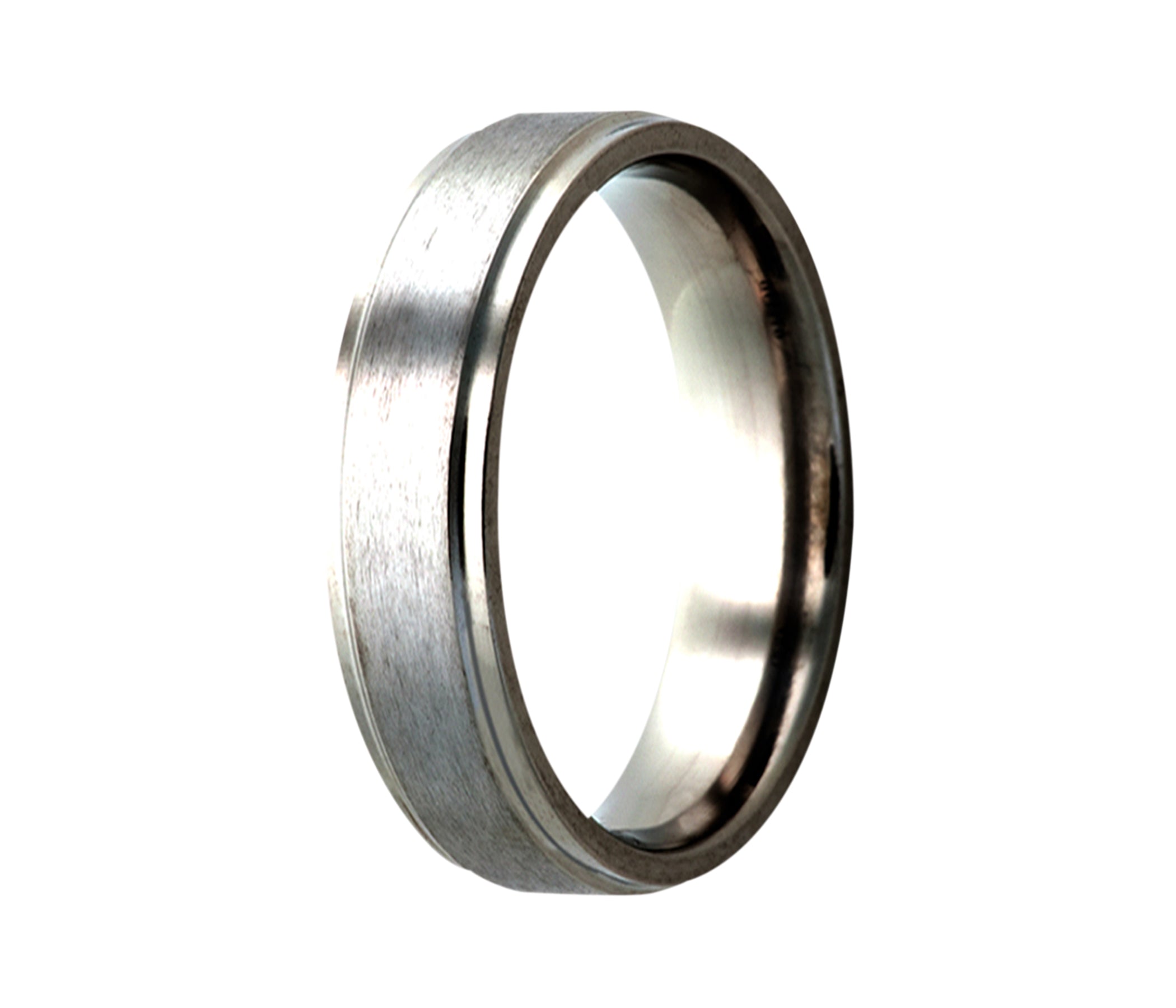 Titanium Classic Step Edge Satin Ring