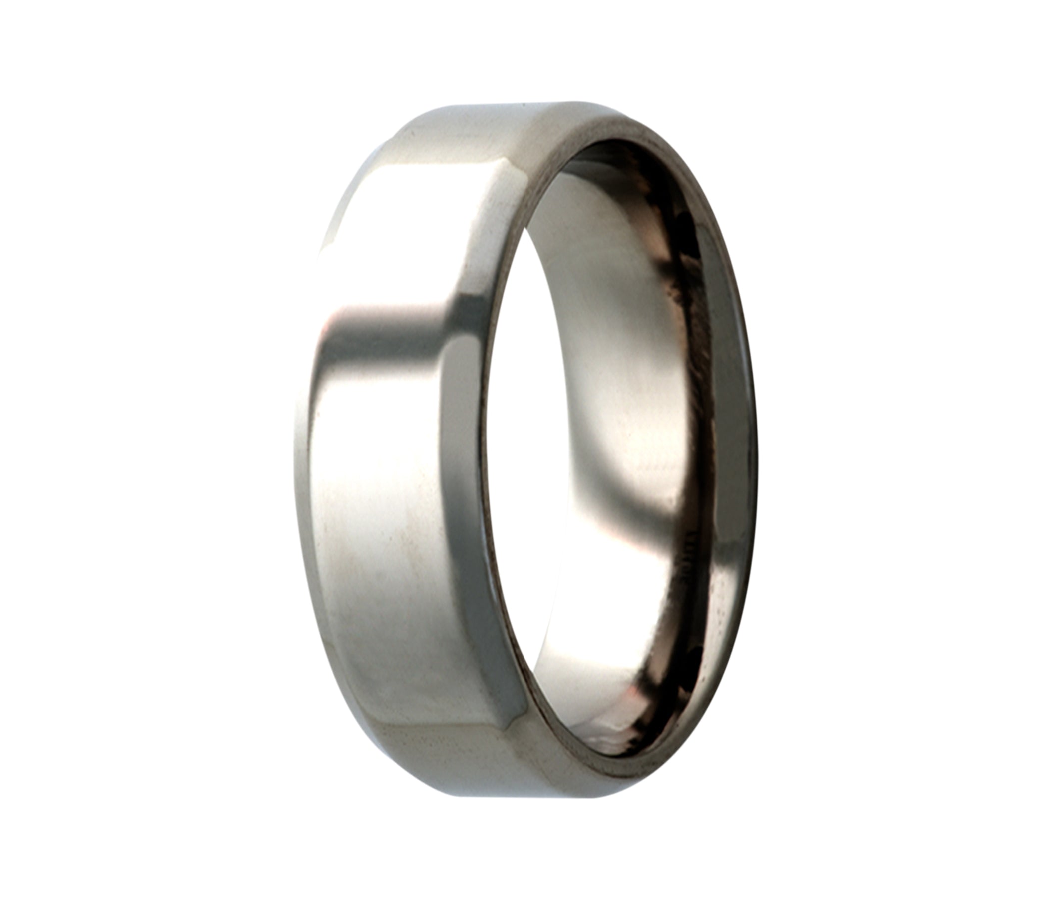 Titanium Classic Beveled Edge Polished Ring