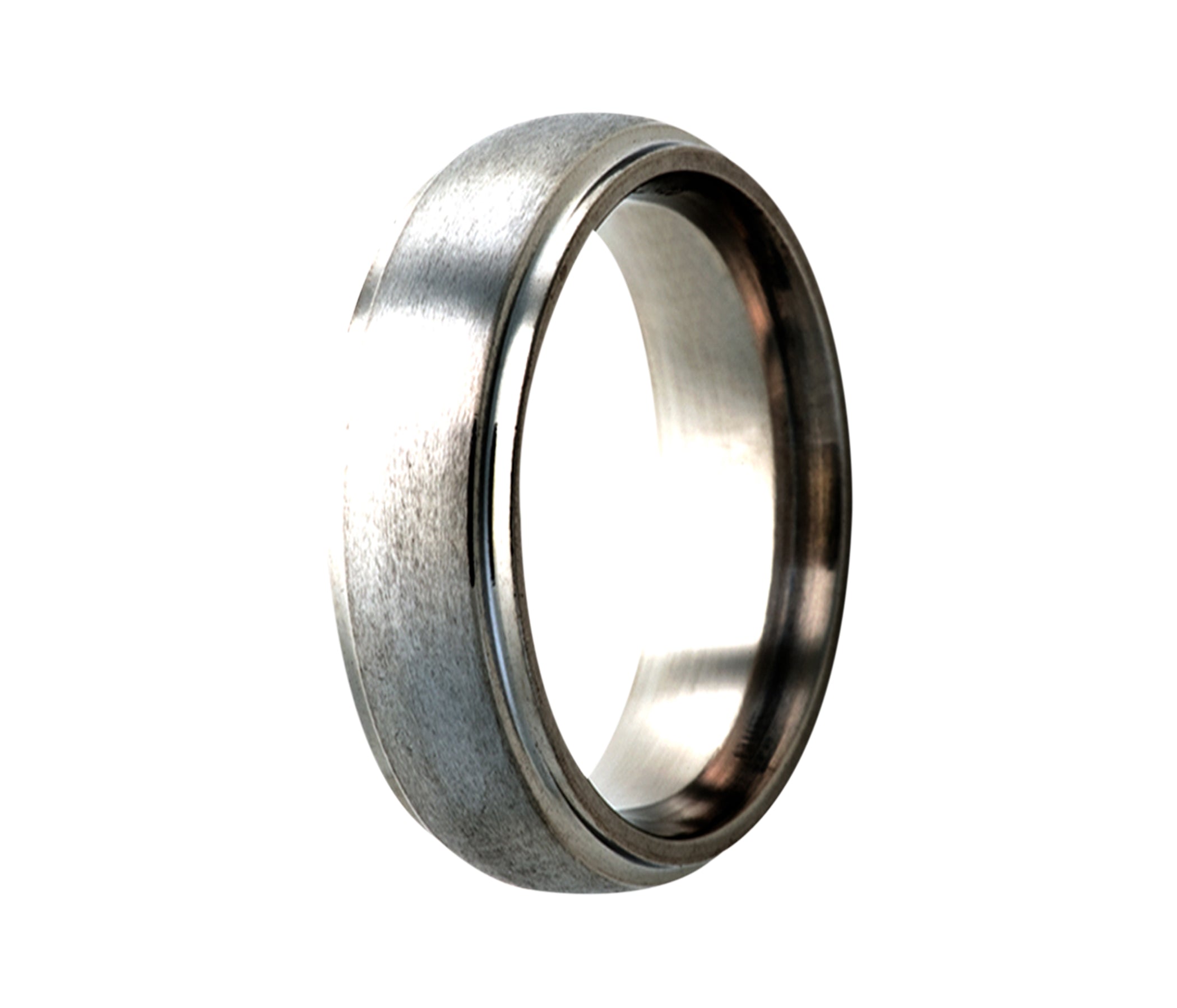 Titanium Classic Step Edge Satin Domed Ring