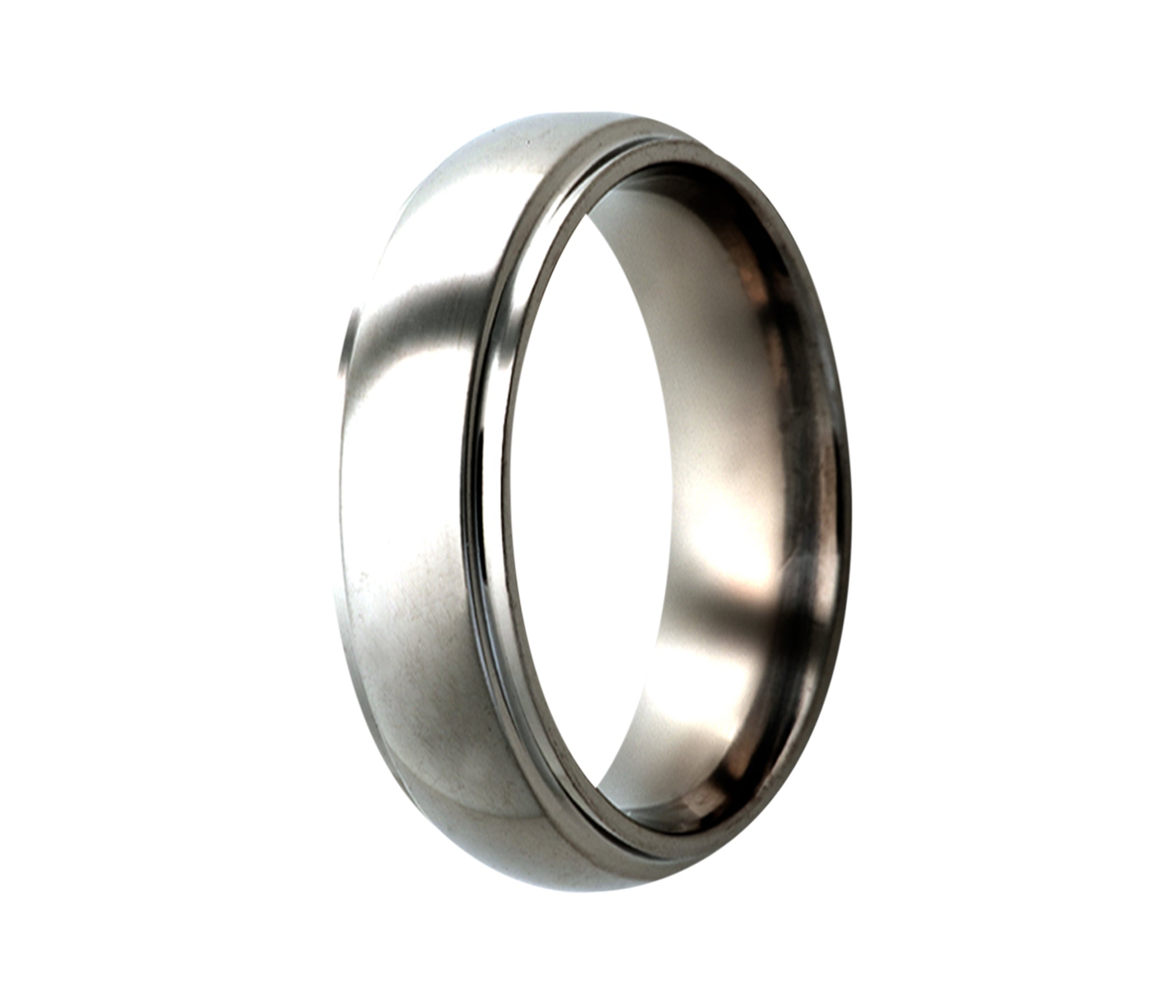 Titanium Classic Step Edge Polished Domed Ring