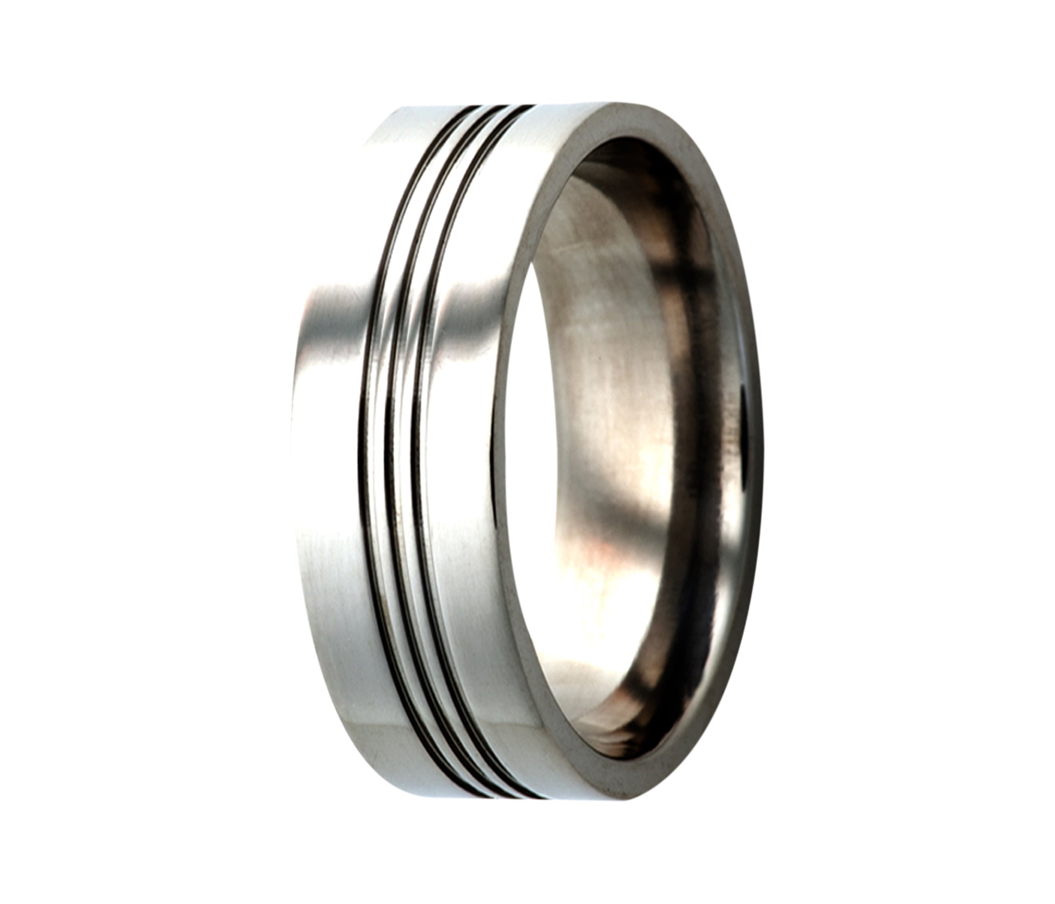 Titanium Triple Grooved Polished Ring