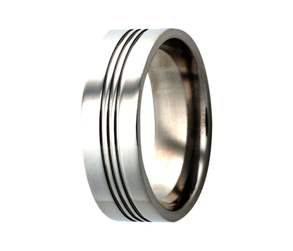 Titanium Triple Grooved Polished Ring