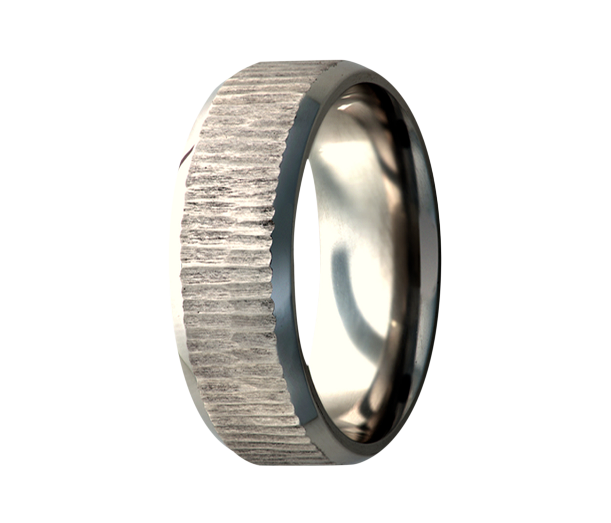 Titanium Heavy Textured Beveled Edge Ring