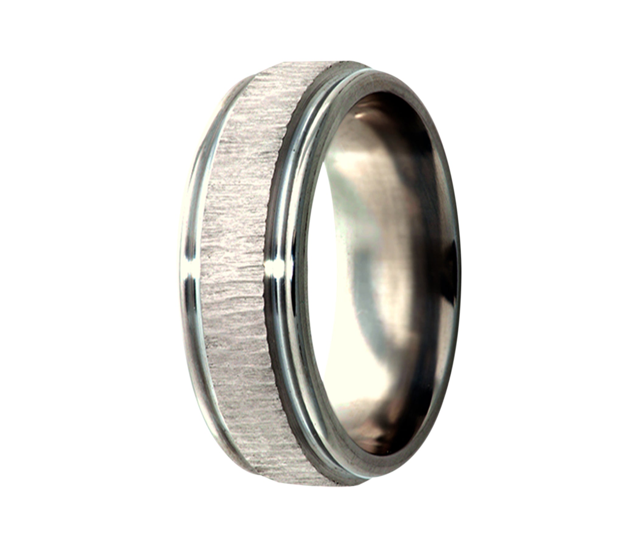 Titanium Heavy Textured Step Edge Ring