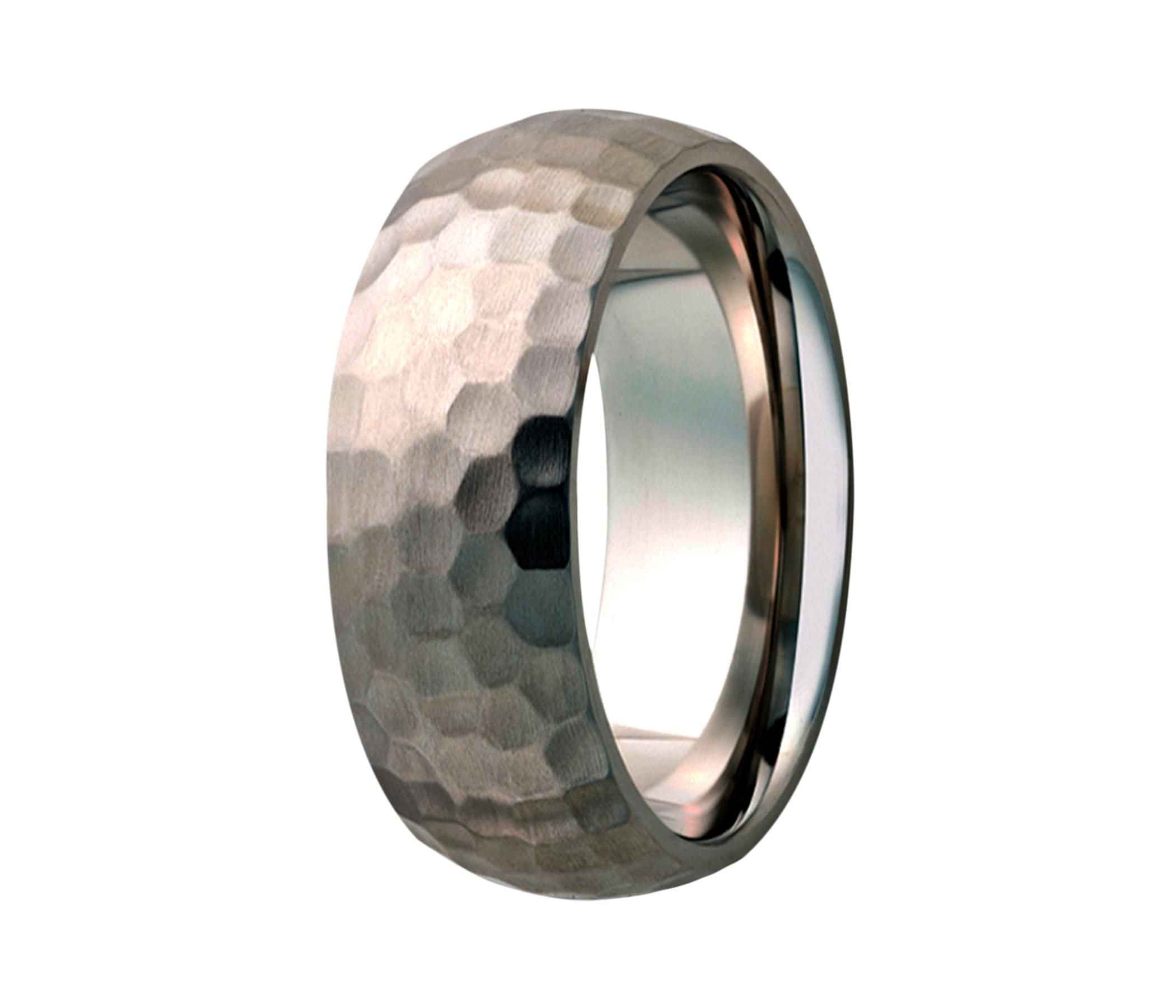 Titanium Hammered Simple Domed Ring