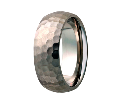 Titanium Hammered Simple Domed Ring