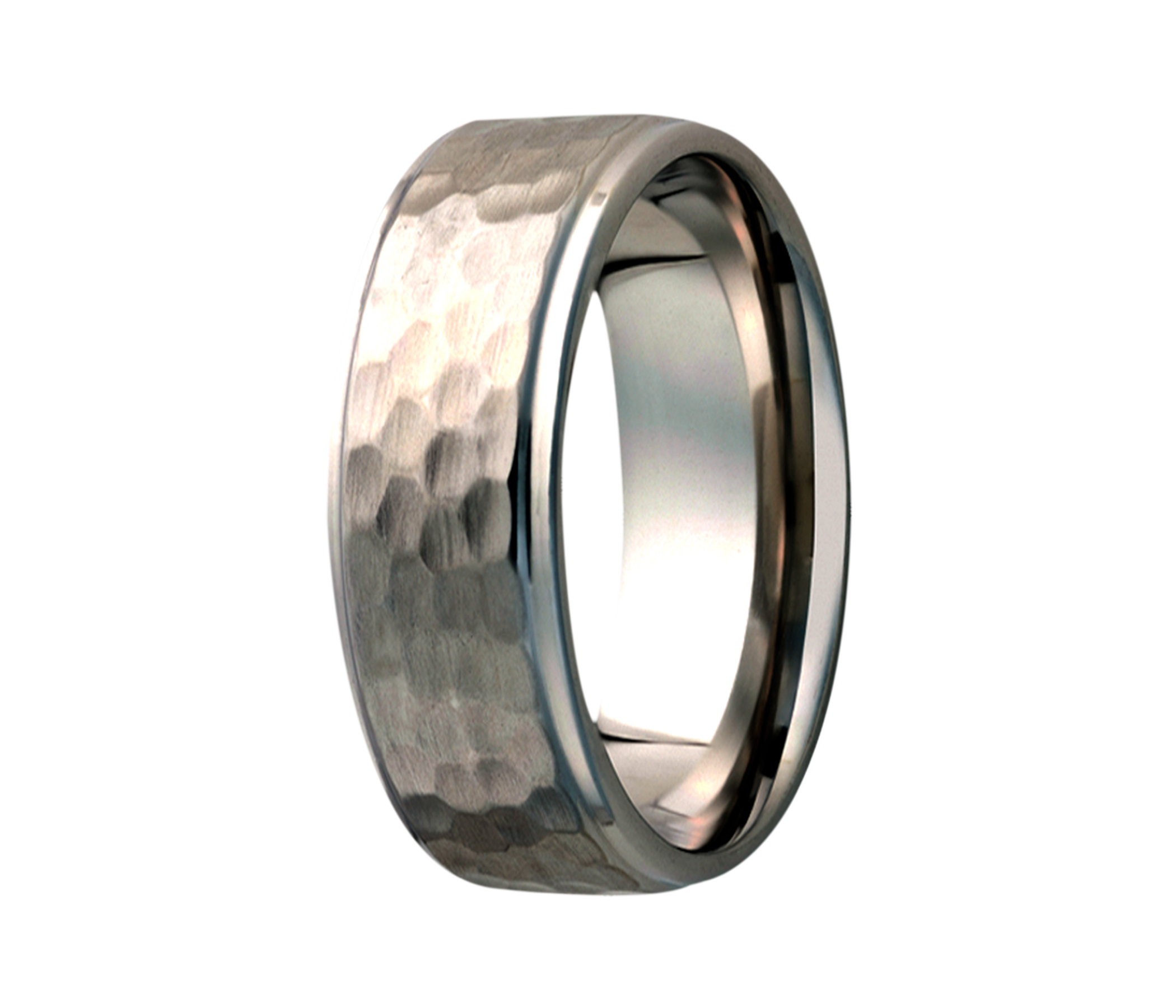 Titanium Hammered Step Edge Ring