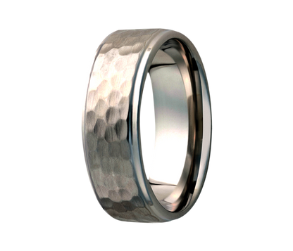 Titanium Hammered Step Edge Ring