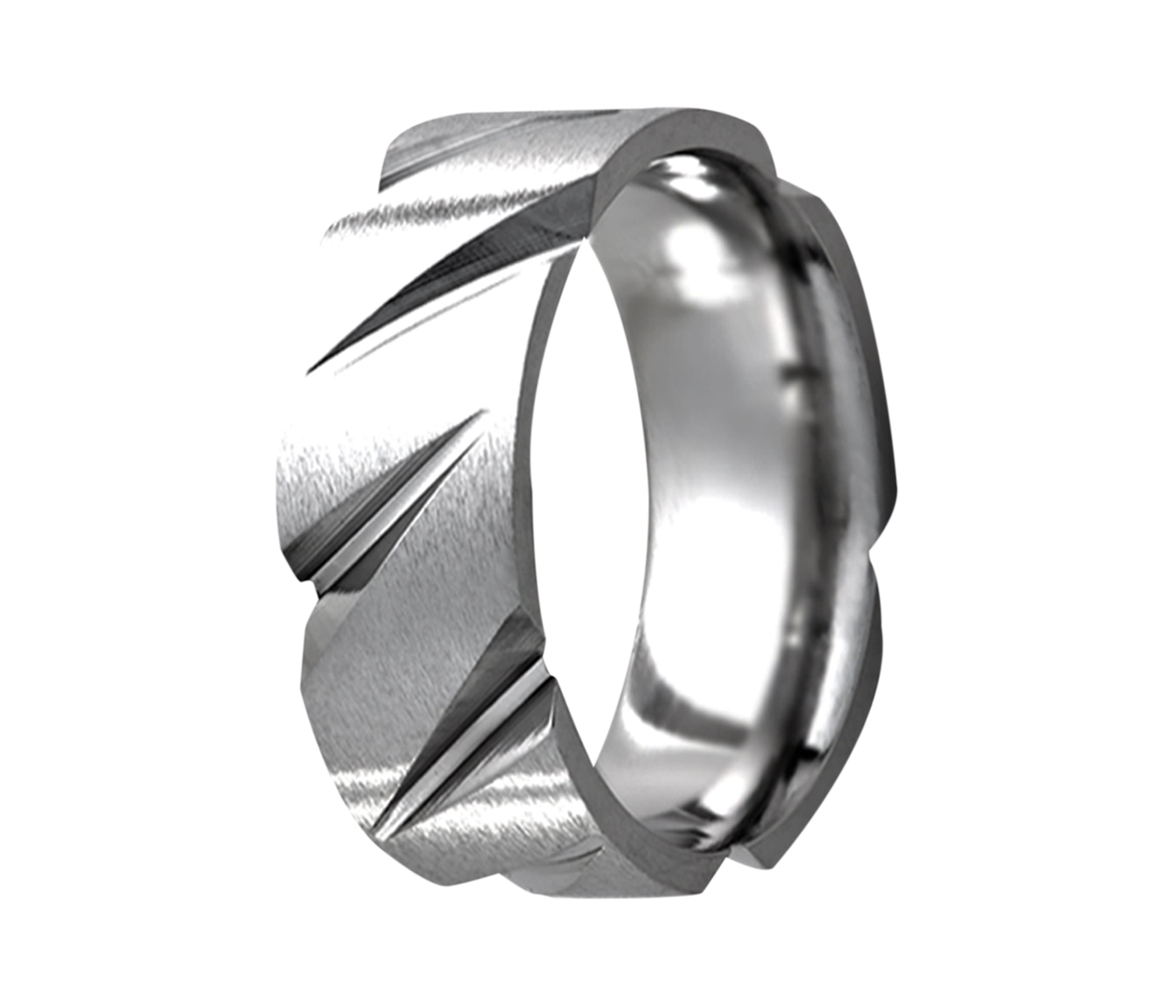 Titanium Twist Diamond Cut Satin Ring
