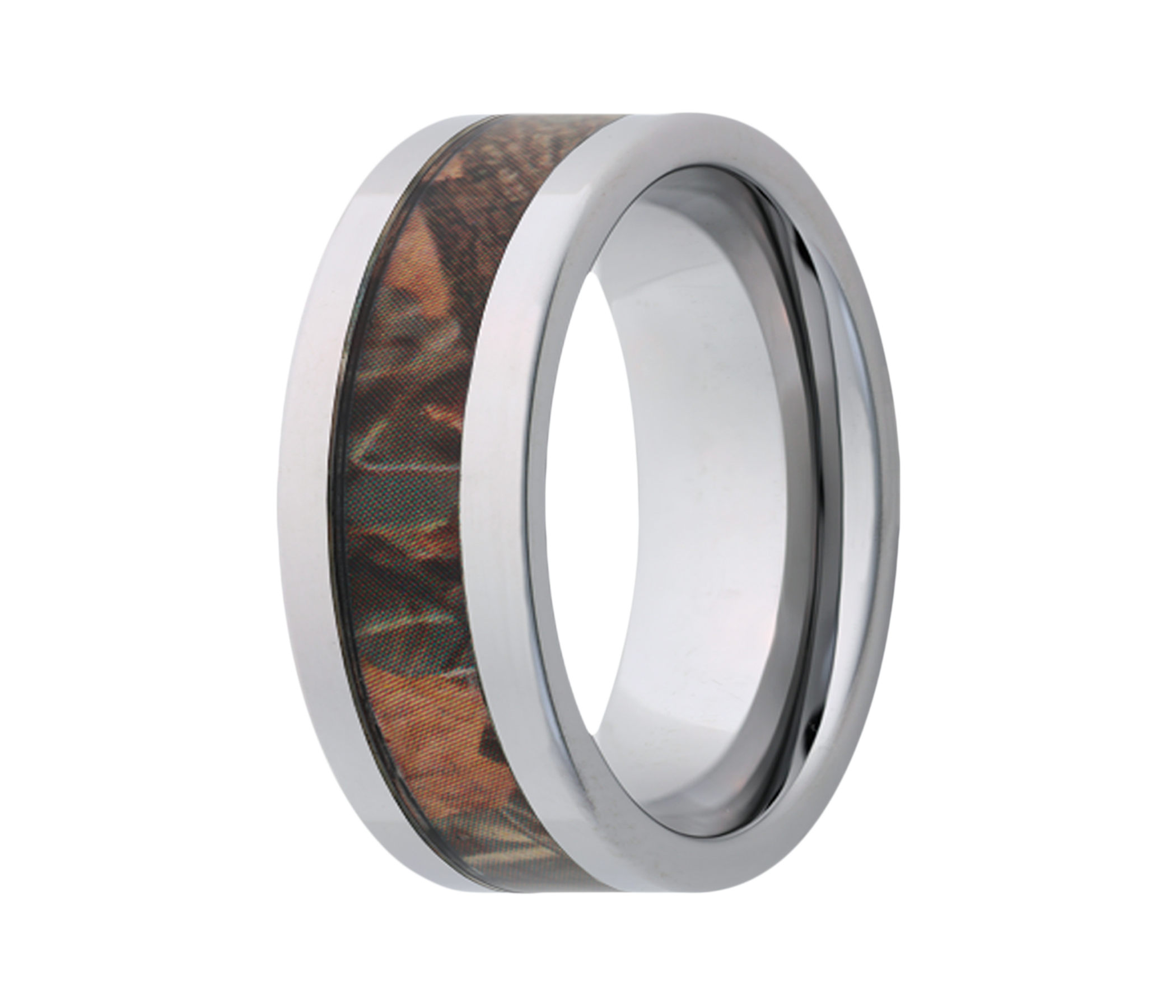 Titanium Timber Leaf Camo Inlay Ring