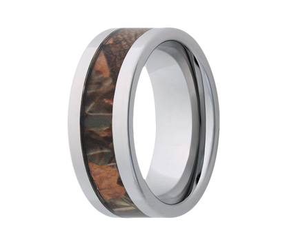 Titanium Timber Leaf Camo Inlay Ring