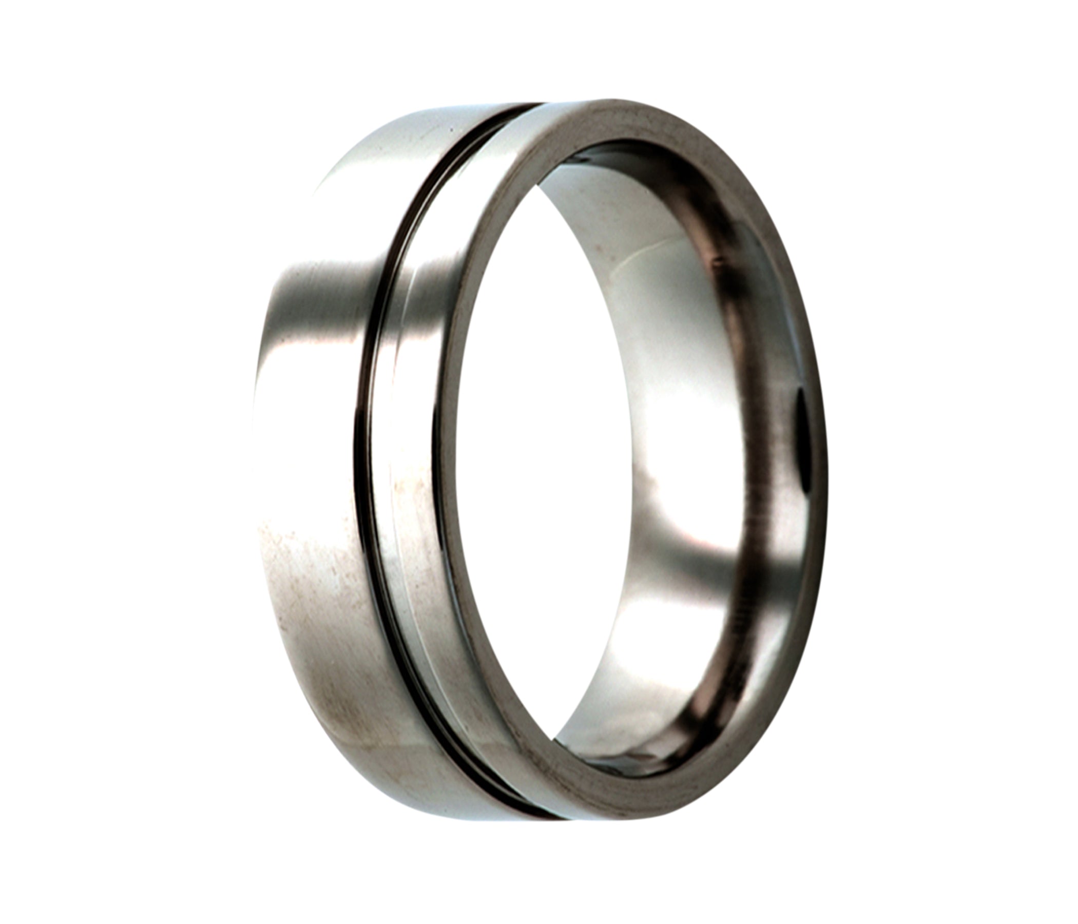 Titanium Offset Grooved Polished Ring