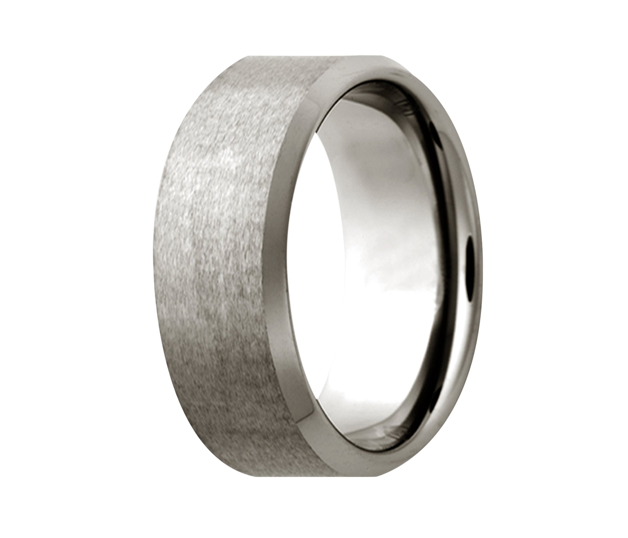 Titanium Classic Beveled Edge Satin Ring