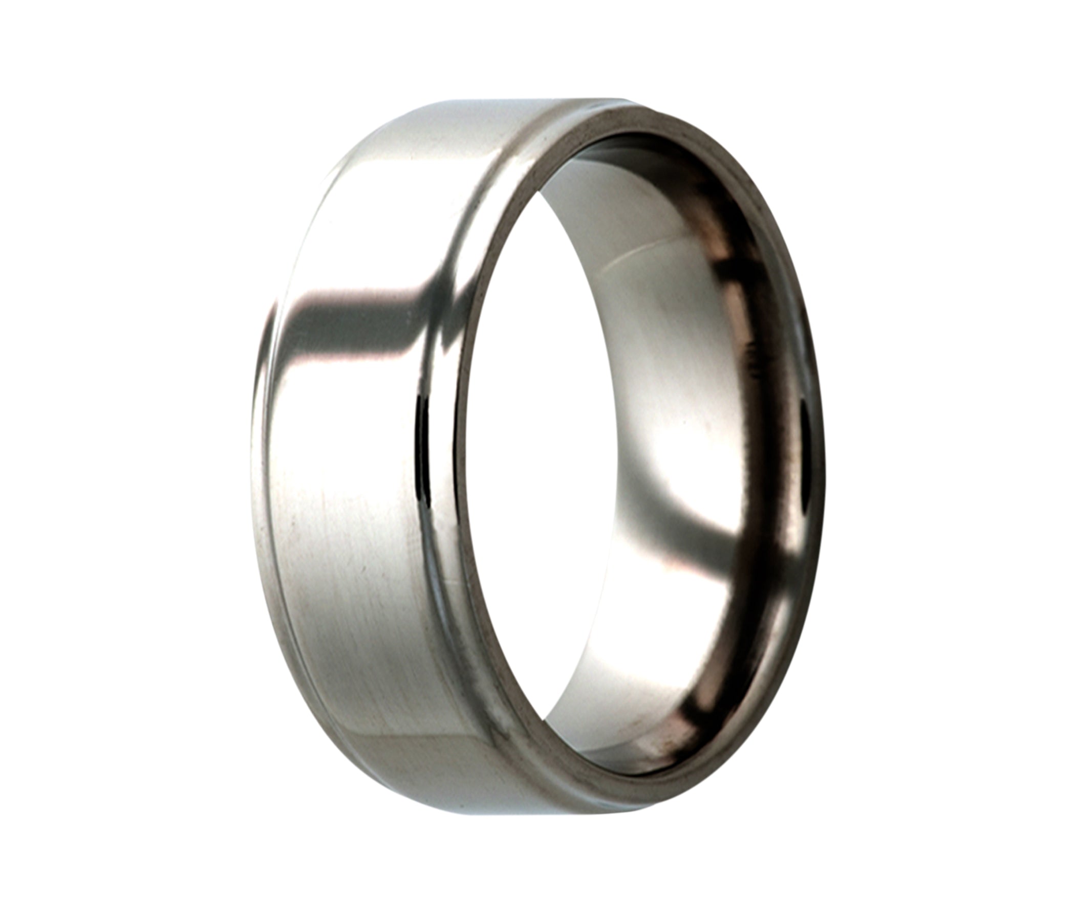 Titanium Classic Step Edge Polished Ring