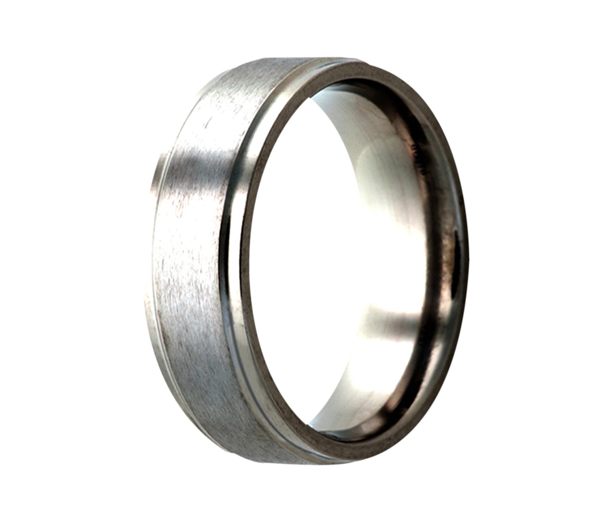 Titanium Classic Step Edge Satin Ring