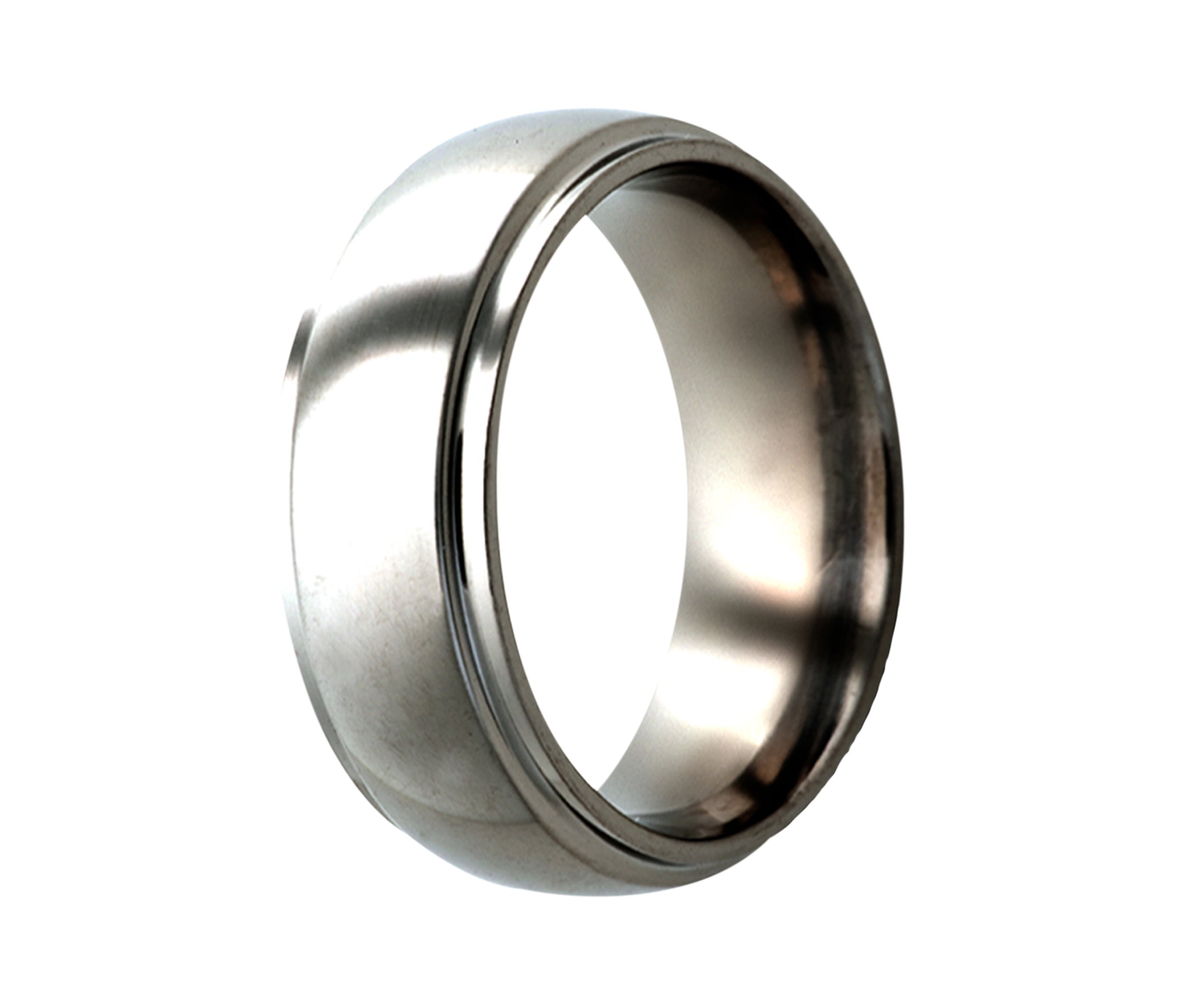 Titanium Classic Step Edge Polished Domed Ring
