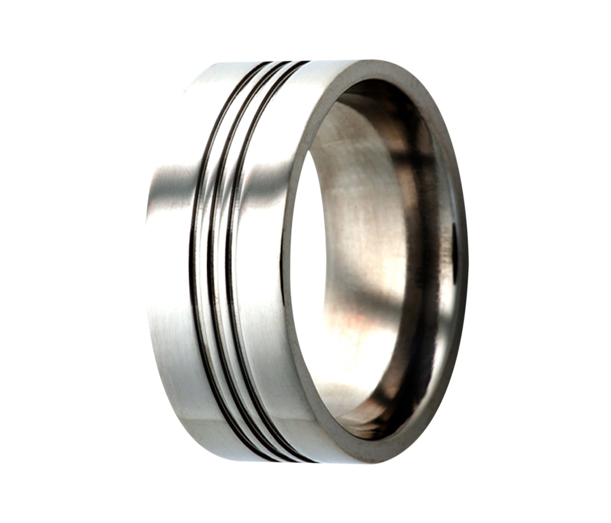 Titanium Triple Grooved Polished Ring