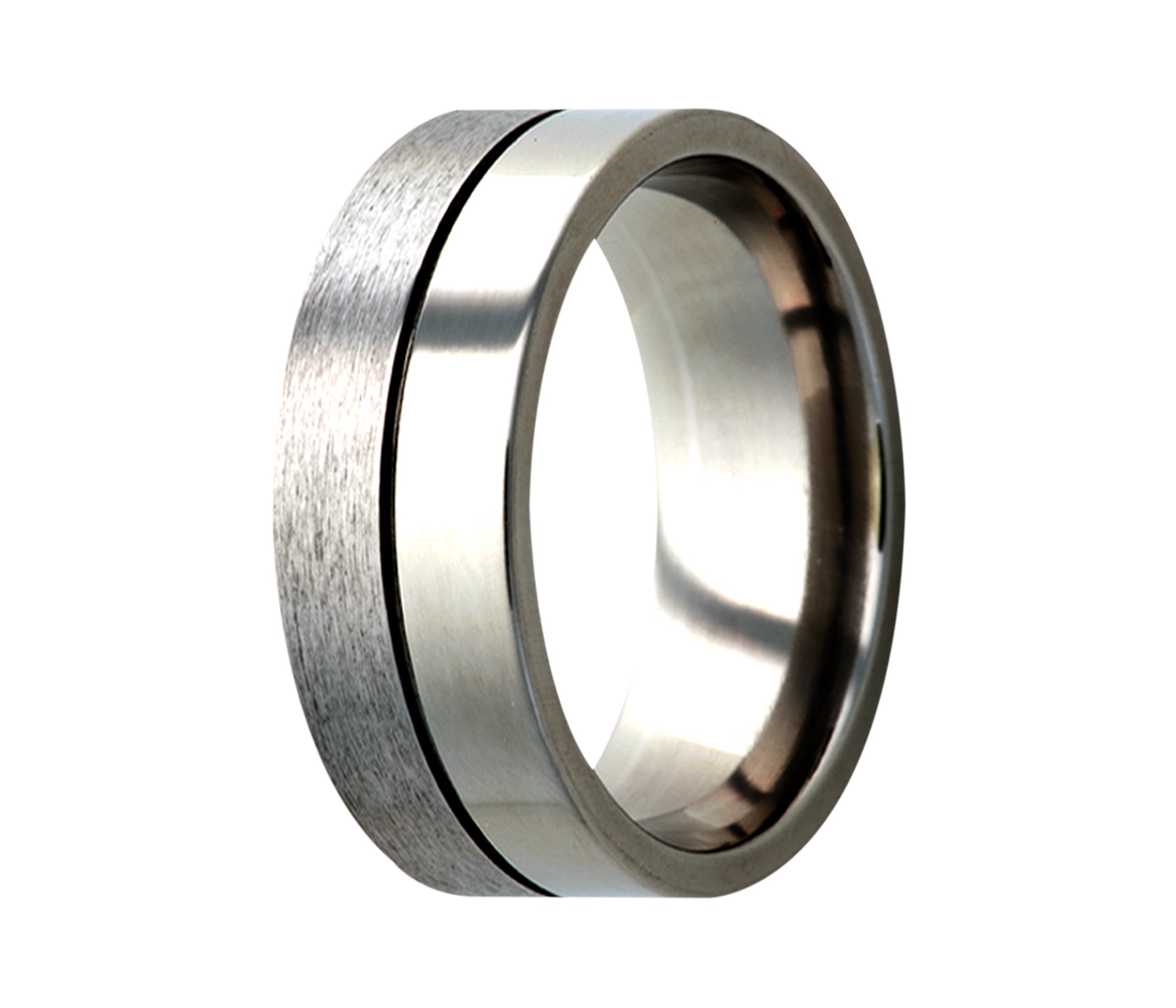 Titanium Split Groove Satin Ring