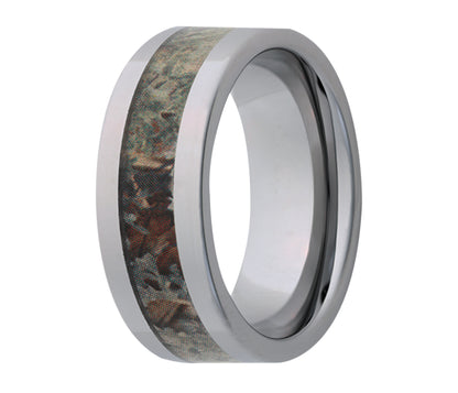 Tungsten Camo Desert Inlay Flat Edge Ring