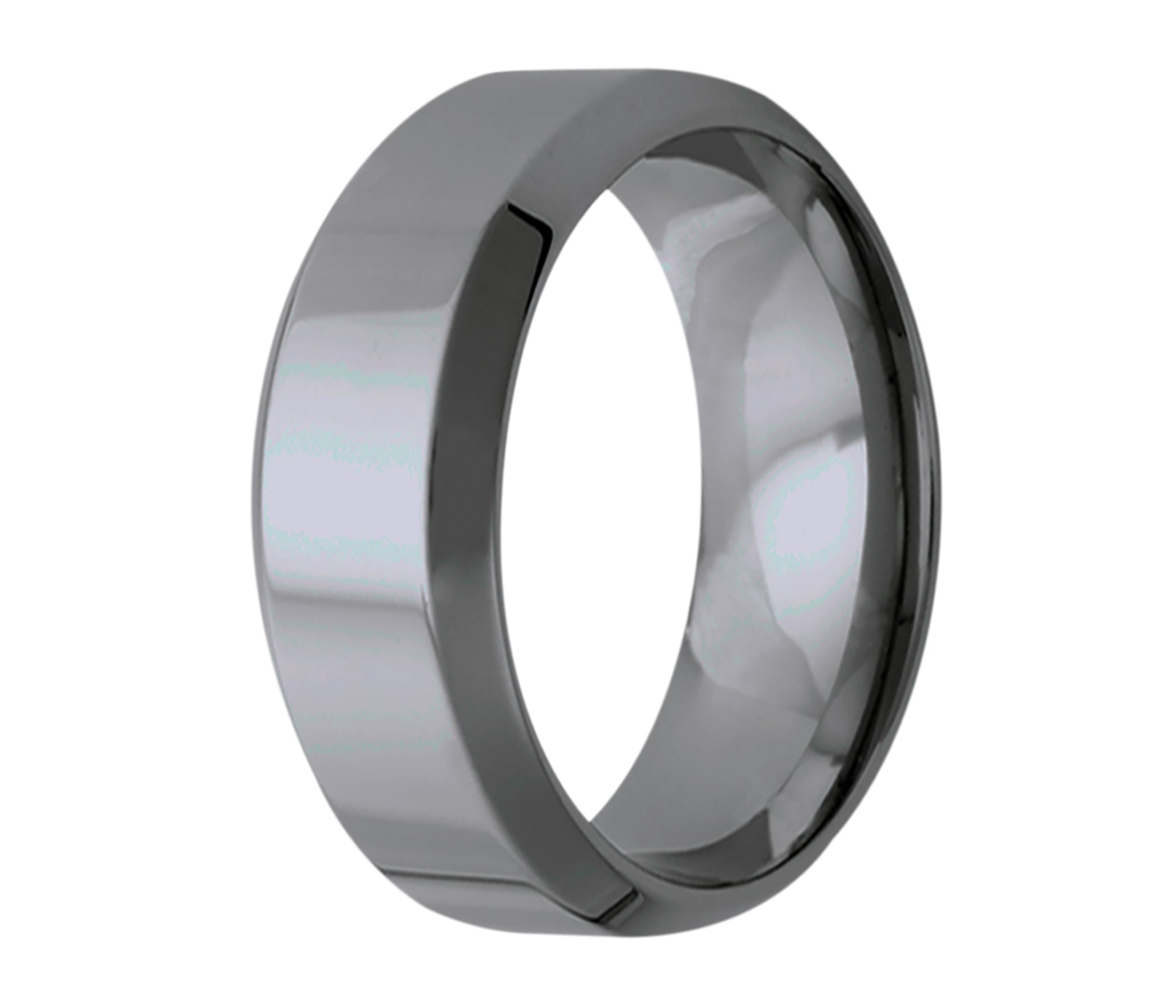 Tungsten Classic Beveled Edge Polished Ring