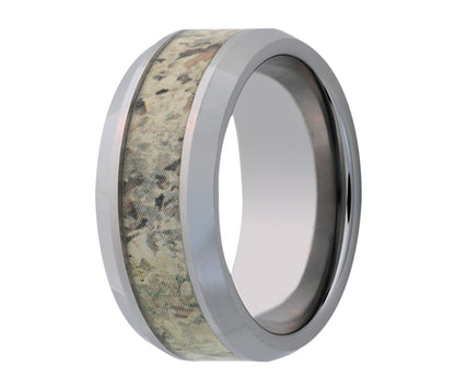 Tungsten Camo Snow Shadow Beveled Edge Ring