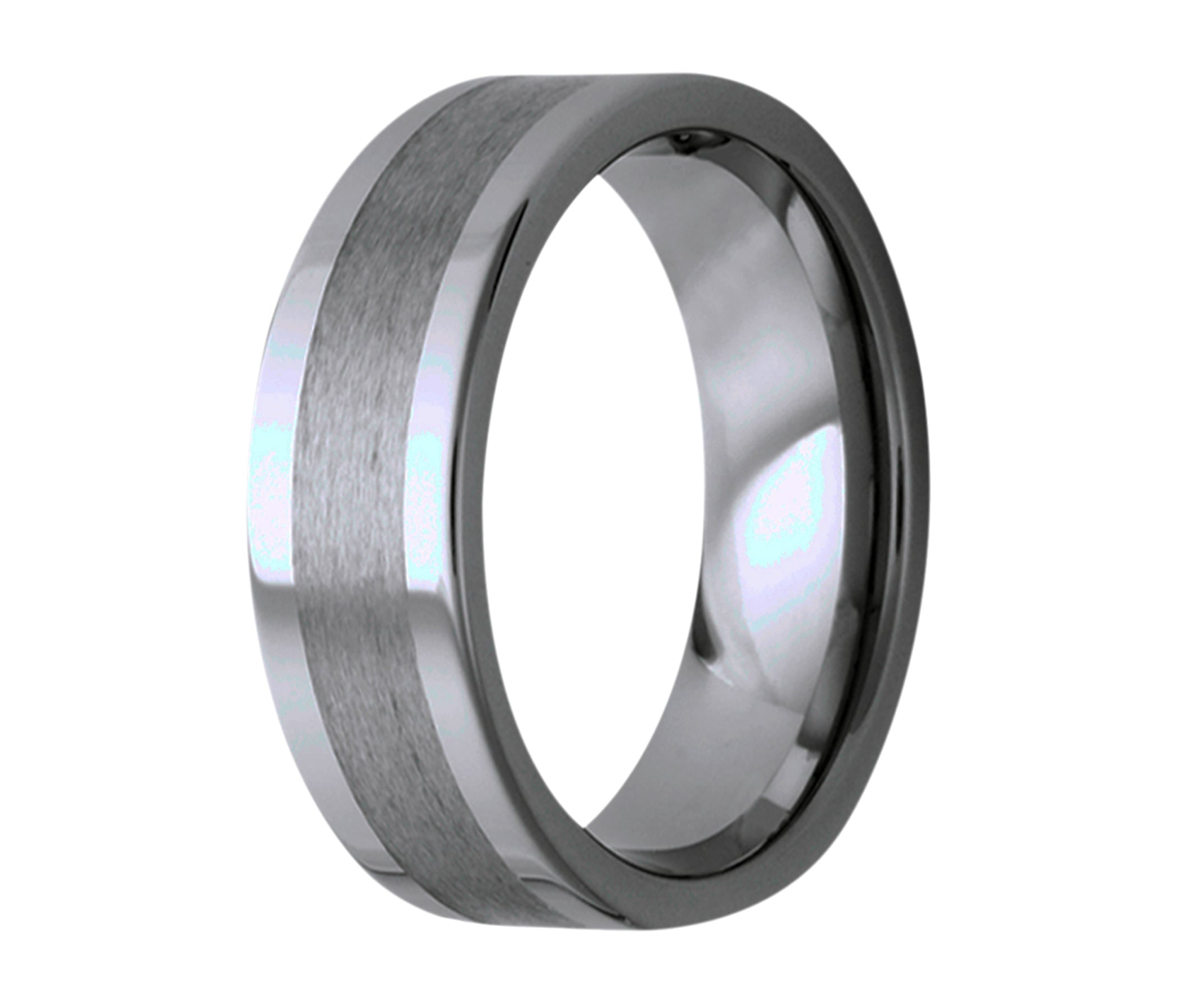 Tungsten Classic Flat Edge Satin Center Ring