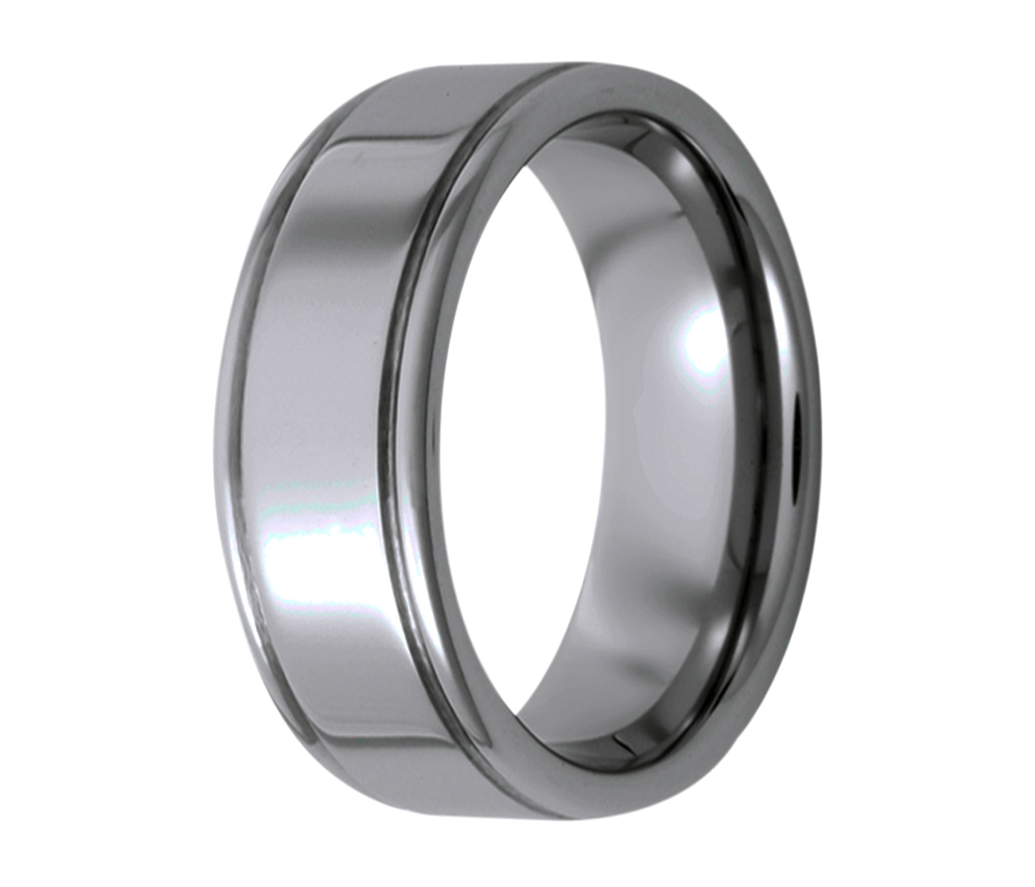 Tungsten Grooved Edge Polished Ring