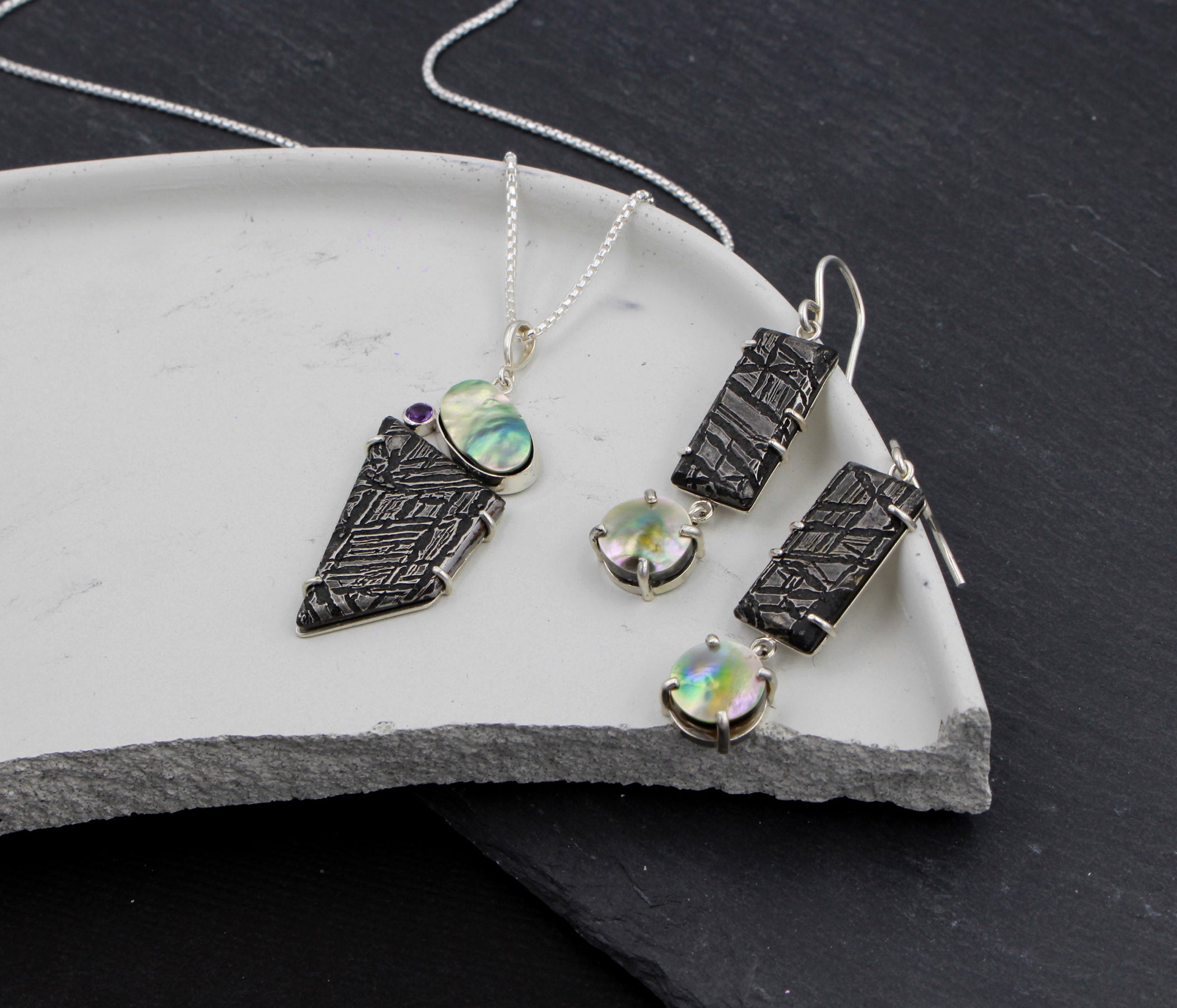 Abalone Pearl and Meteorite Matching Set