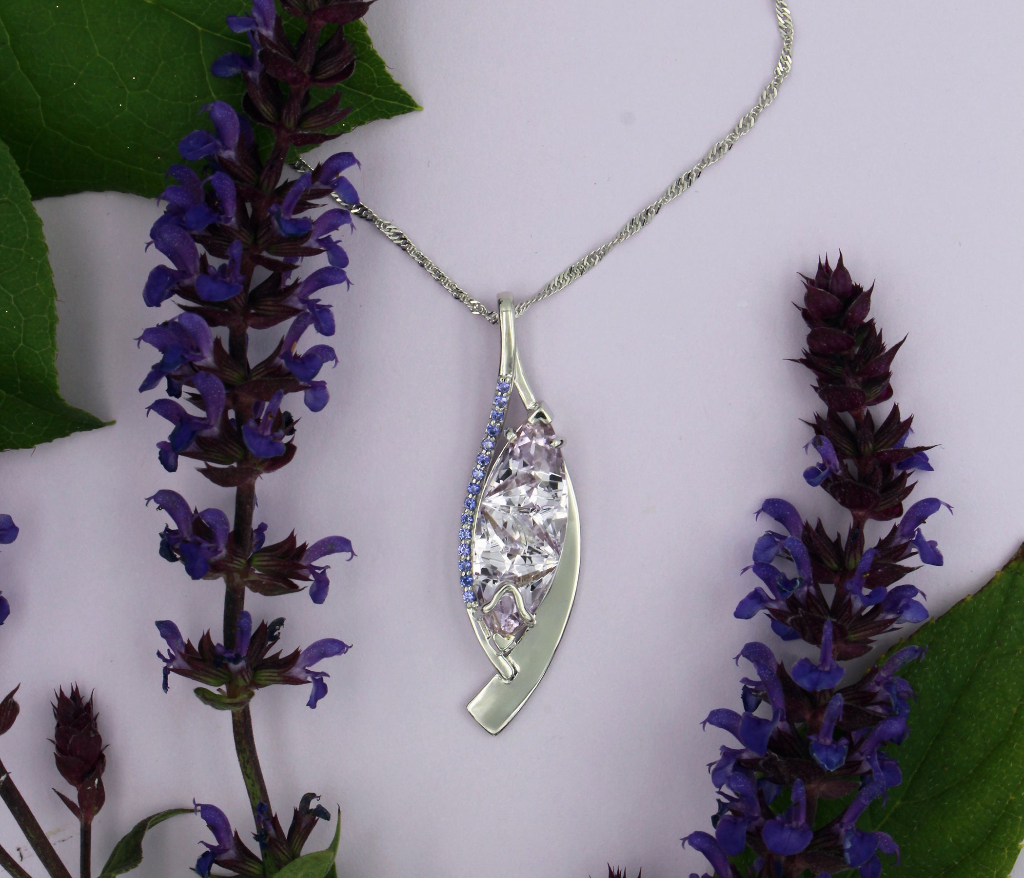 Artistic Lilac Amethyst Purple Sapphire Necklace