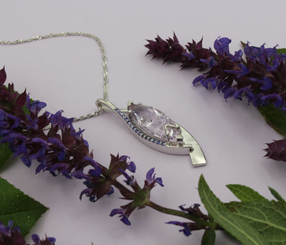 Artistic Lilac Amethyst Purple Sapphire Marquise Necklace