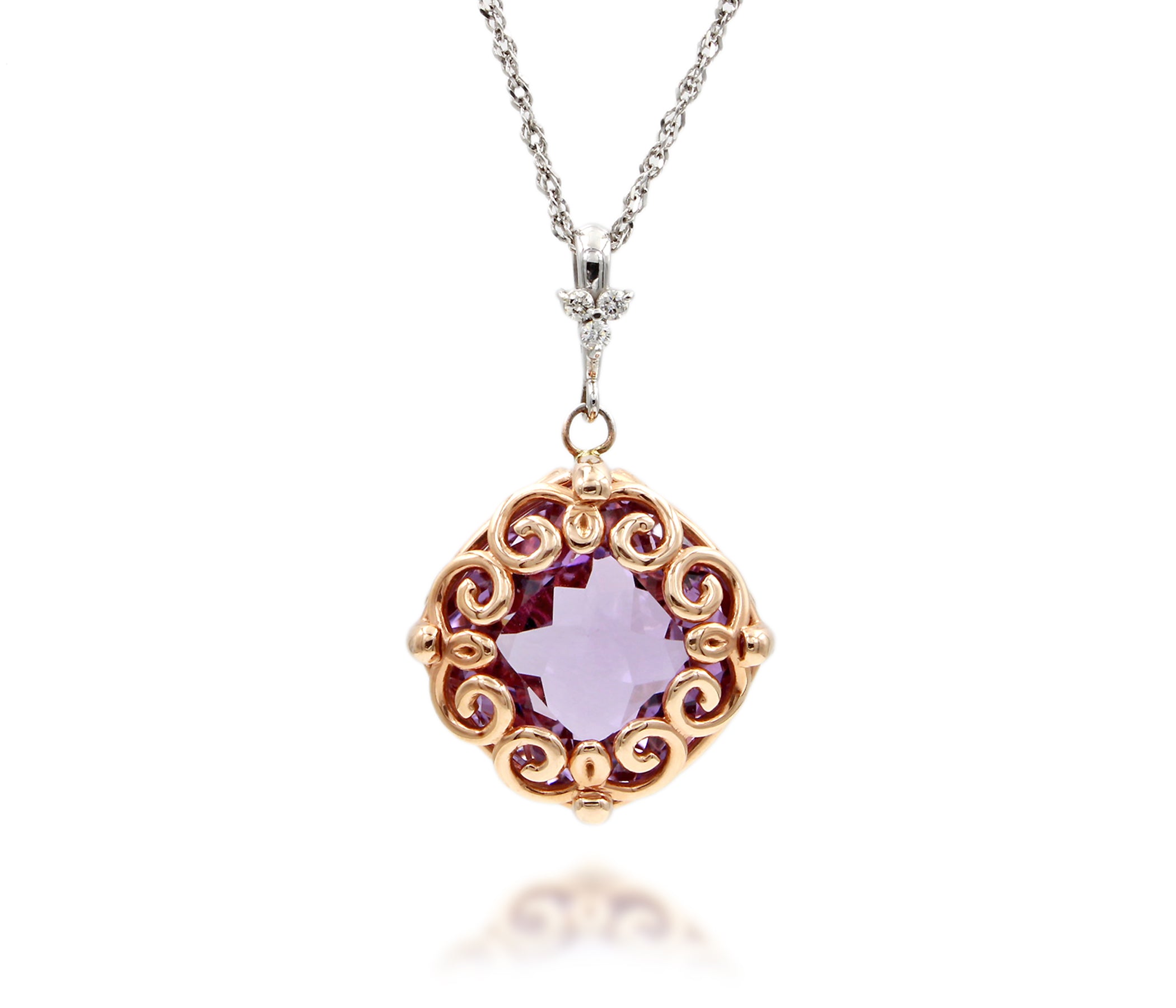 Amethyst and Diamond Swirl Necklace
