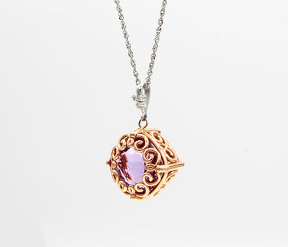 Collar de amatista y diamantes en espiral
