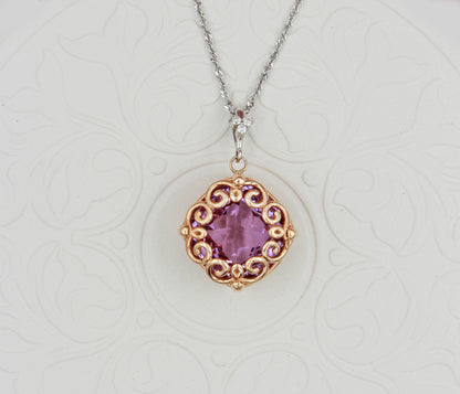 Amethyst and Diamond Swirl Necklace