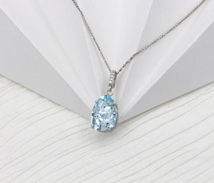Angular Cut Blue Topaz Diamond Necklace