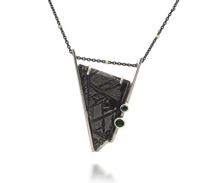 Angular Meteorite Tourmaline Necklace