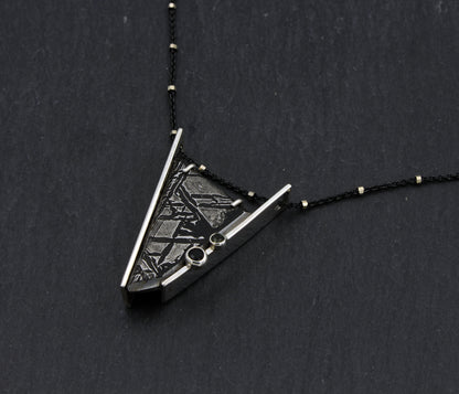 Angular Meteorite Tourmaline Necklace
