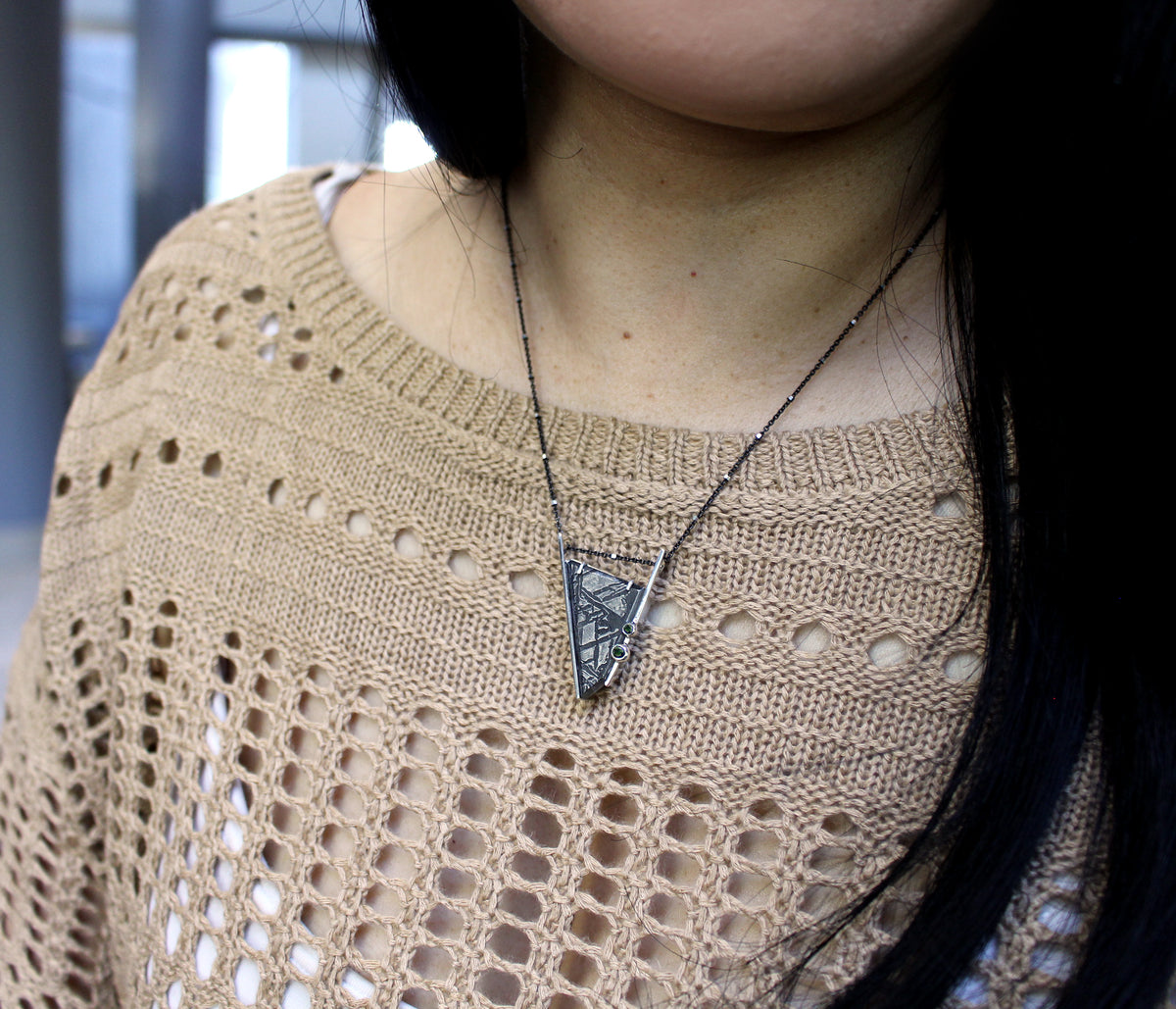 Angular Meteorite Tourmaline Necklace