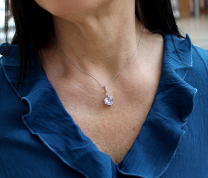 Collar de diamantes y amatista rosa de corte angular