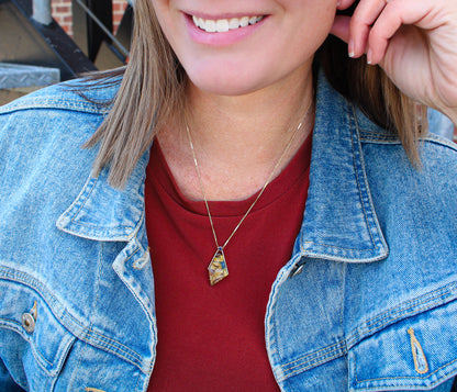 Angular Rutilated Quartz Sapphire Gold Necklace